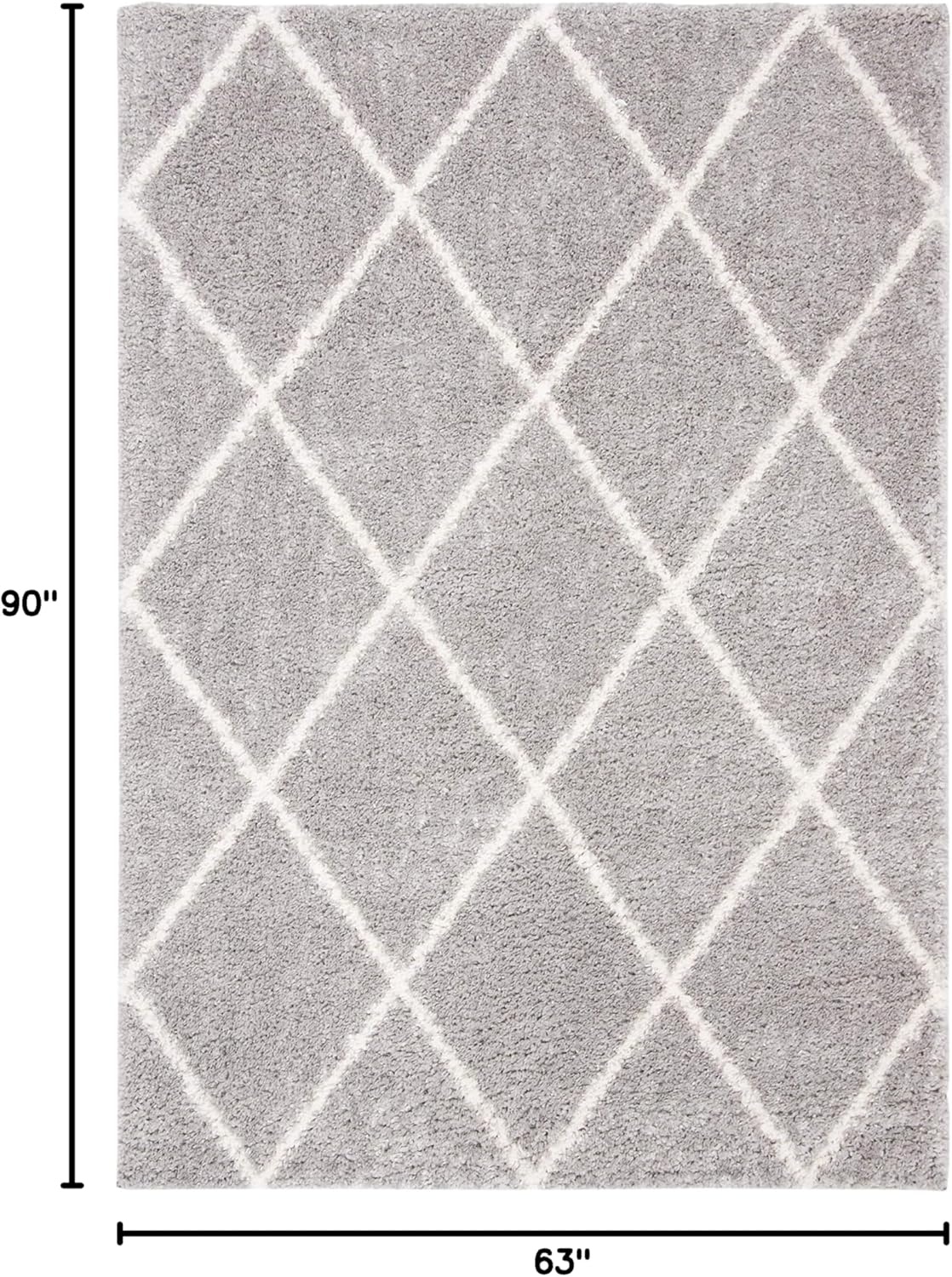 image:imageSAFAVIEH Area Rug 8x10 Parma Shag Collection Large Cream amp Grey Trellis Pattern NonShedding amp Easy Cleaning Ultra Plush Thick Pile Ideal for Living Room Bedroom Dining Space PMA515AGreyCream