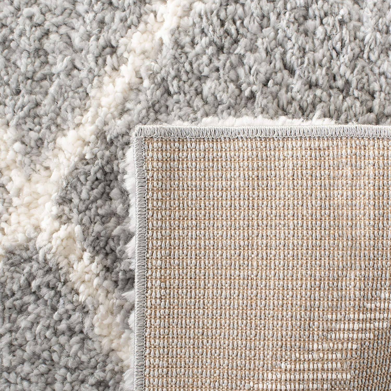 image:imageSAFAVIEH Area Rug 8x10 Parma Shag Collection Large Cream amp Grey Trellis Pattern NonShedding amp Easy Cleaning Ultra Plush Thick Pile Ideal for Living Room Bedroom Dining Space PMA515AGreyCream