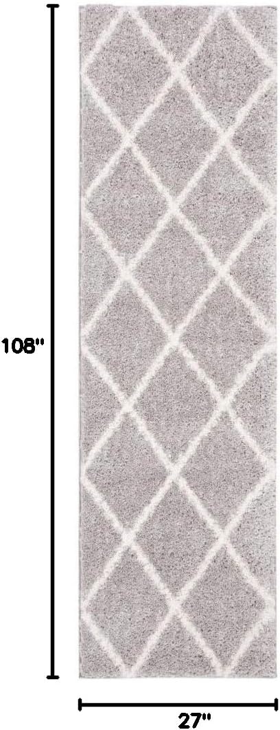image:imageSAFAVIEH Area Rug 8x10 Parma Shag Collection Large Cream amp Grey Trellis Pattern NonShedding amp Easy Cleaning Ultra Plush Thick Pile Ideal for Living Room Bedroom Dining Space PMA515AGreyCream
