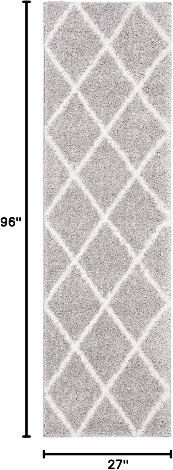 image:imageSAFAVIEH Area Rug 8x10 Parma Shag Collection Large Cream amp Grey Trellis Pattern NonShedding amp Easy Cleaning Ultra Plush Thick Pile Ideal for Living Room Bedroom Dining Space PMA515AGreyCream