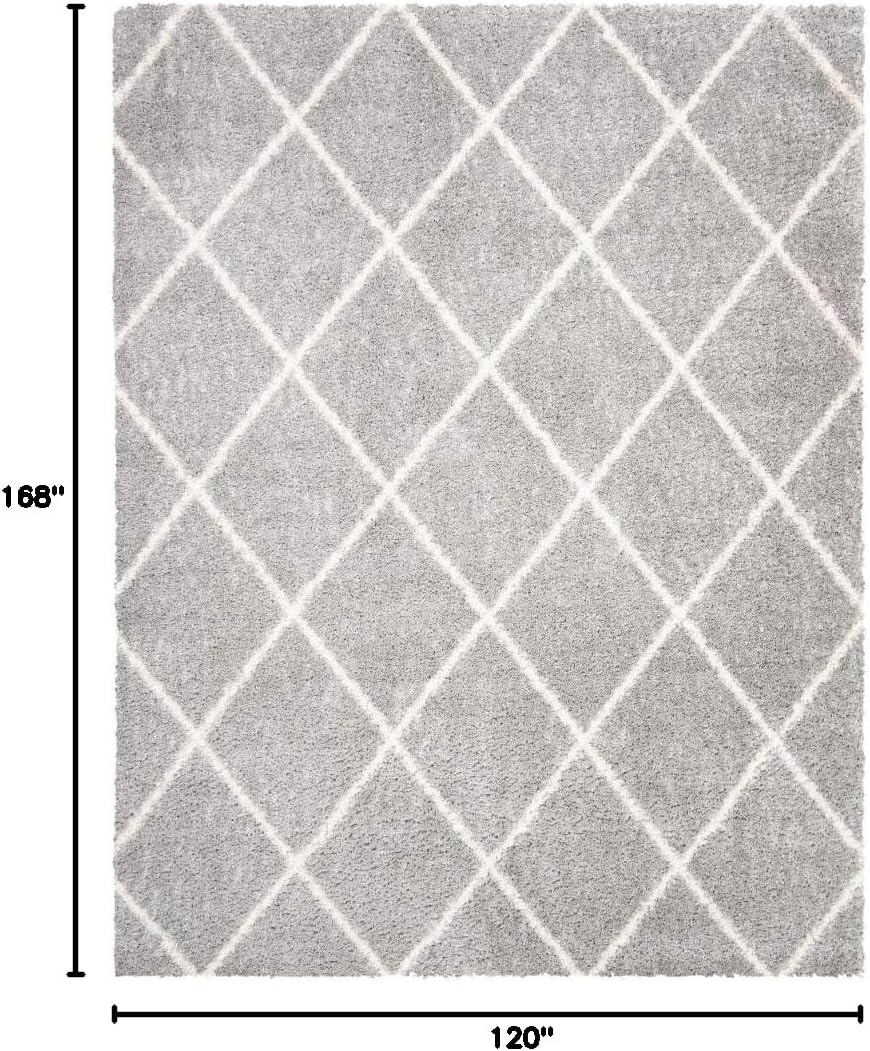 image:imageSAFAVIEH Area Rug 8x10 Parma Shag Collection Large Cream amp Grey Trellis Pattern NonShedding amp Easy Cleaning Ultra Plush Thick Pile Ideal for Living Room Bedroom Dining Space PMA515AGreyCream
