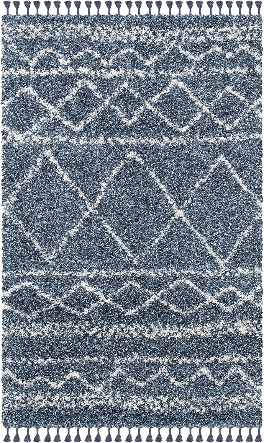 image:imageSAFAVIEH Area Rug 8x10 Pro Luxe Shag Collection Large Ivory amp Light Grey Tassel Design NonShedding amp Easy Cleaning Plush Thick Pile Ideal for Living Room Bedroom Dining Space PLX436ABlueIvory