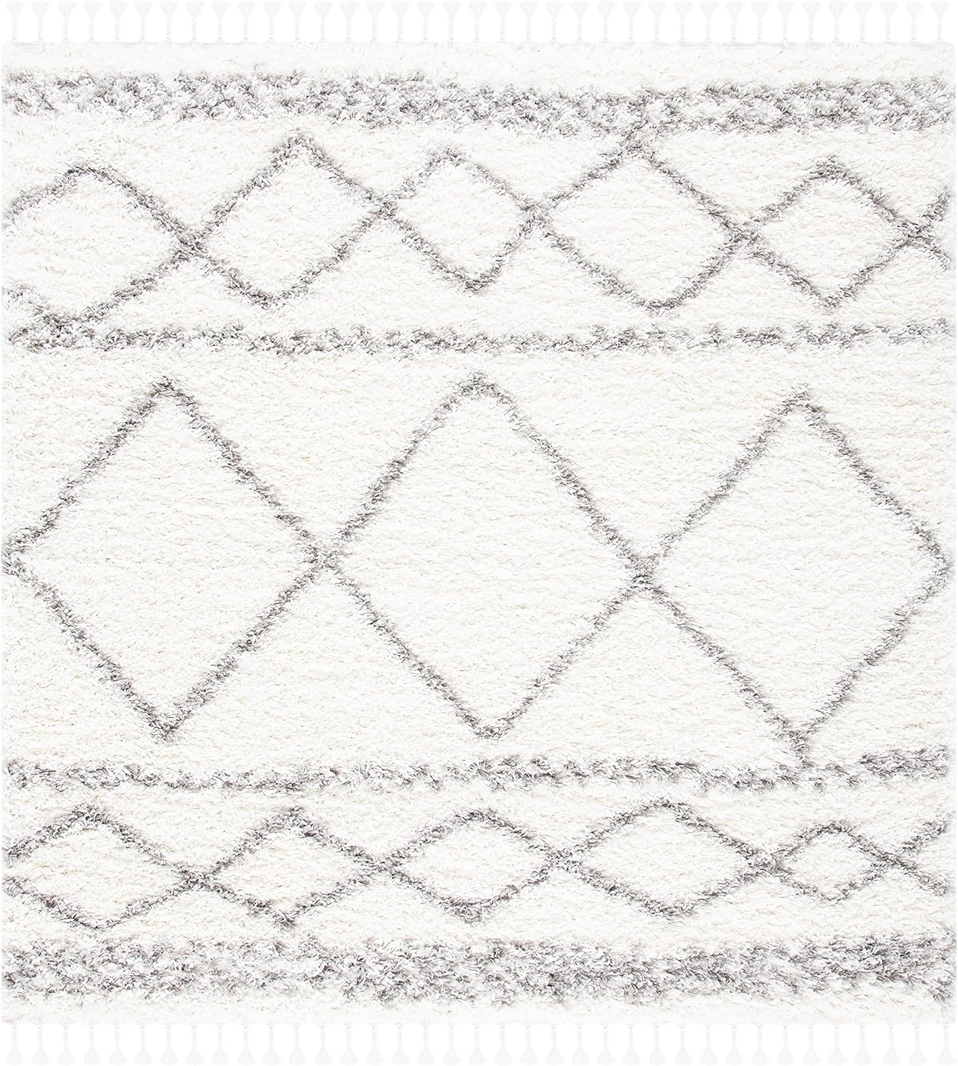 image:imageSAFAVIEH Area Rug 8x10 Pro Luxe Shag Collection Large Ivory amp Light Grey Tassel Design NonShedding amp Easy Cleaning Plush Thick Pile Ideal for Living Room Bedroom Dining Space PLX436AIvoryGrey