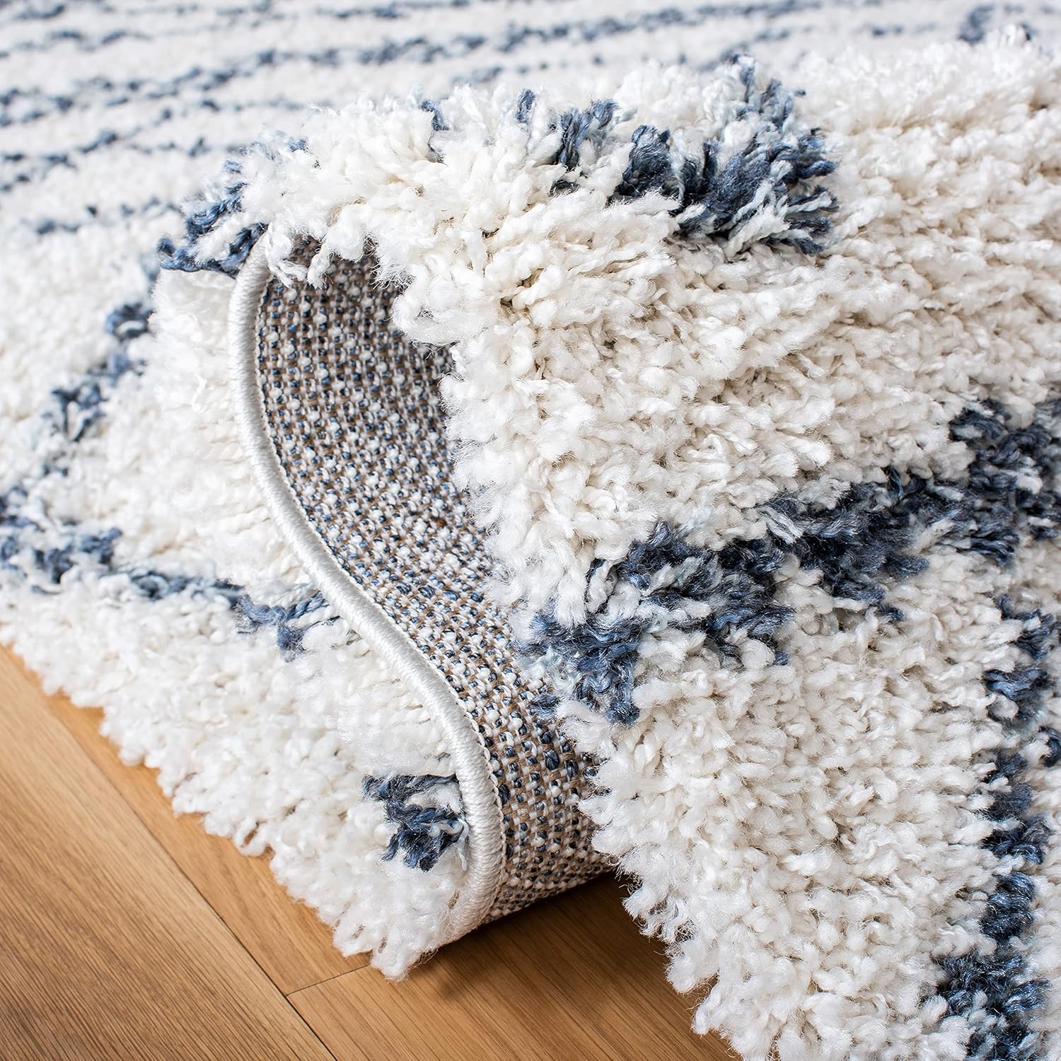 image:imageSAFAVIEH Area Rug 8x10 Pro Luxe Shag Collection Large Ivory amp Light Grey Tassel Design NonShedding amp Easy Cleaning Plush Thick Pile Ideal for Living Room Bedroom Dining Space PLX436AIvoryBlue