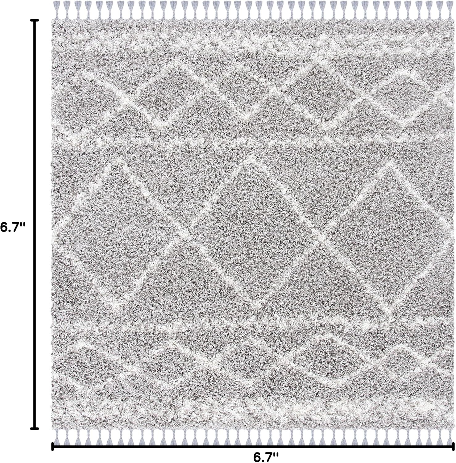 image:imageSAFAVIEH Area Rug 8x10 Pro Luxe Shag Collection Large Ivory amp Light Grey Tassel Design NonShedding amp Easy Cleaning Plush Thick Pile Ideal for Living Room Bedroom Dining Space PLX436AGreyIvory