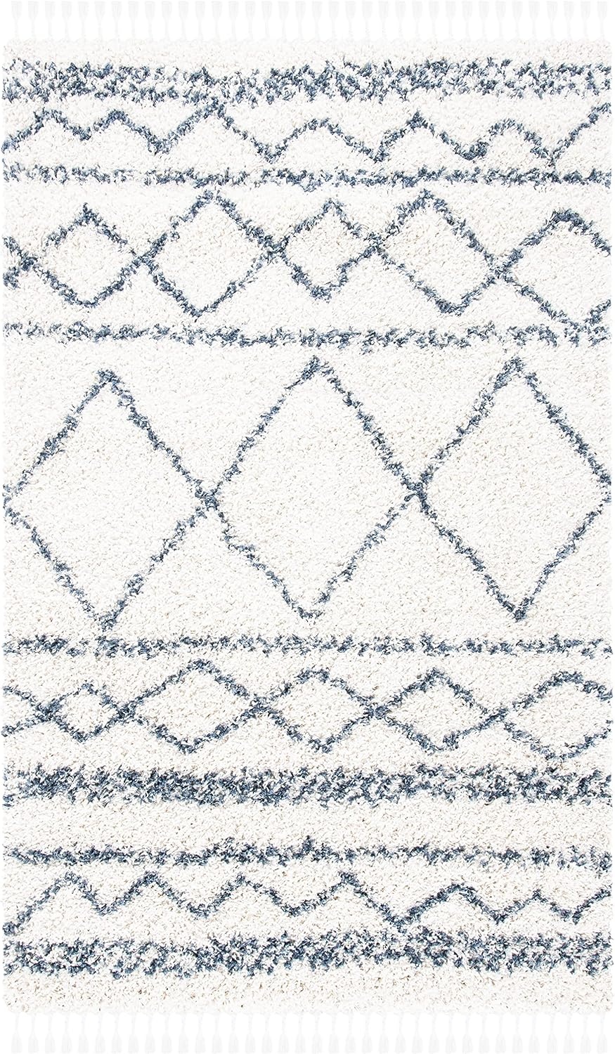 image:imageSAFAVIEH Area Rug 8x10 Pro Luxe Shag Collection Large Ivory amp Light Grey Tassel Design NonShedding amp Easy Cleaning Plush Thick Pile Ideal for Living Room Bedroom Dining Space PLX436AIvoryBlue