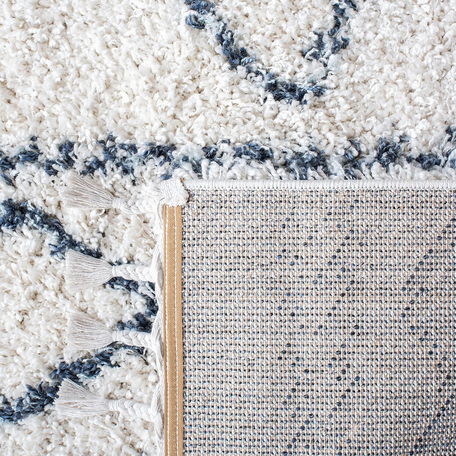 image:imageSAFAVIEH Area Rug 8x10 Pro Luxe Shag Collection Large Ivory amp Light Grey Tassel Design NonShedding amp Easy Cleaning Plush Thick Pile Ideal for Living Room Bedroom Dining Space PLX436AIvoryBlue