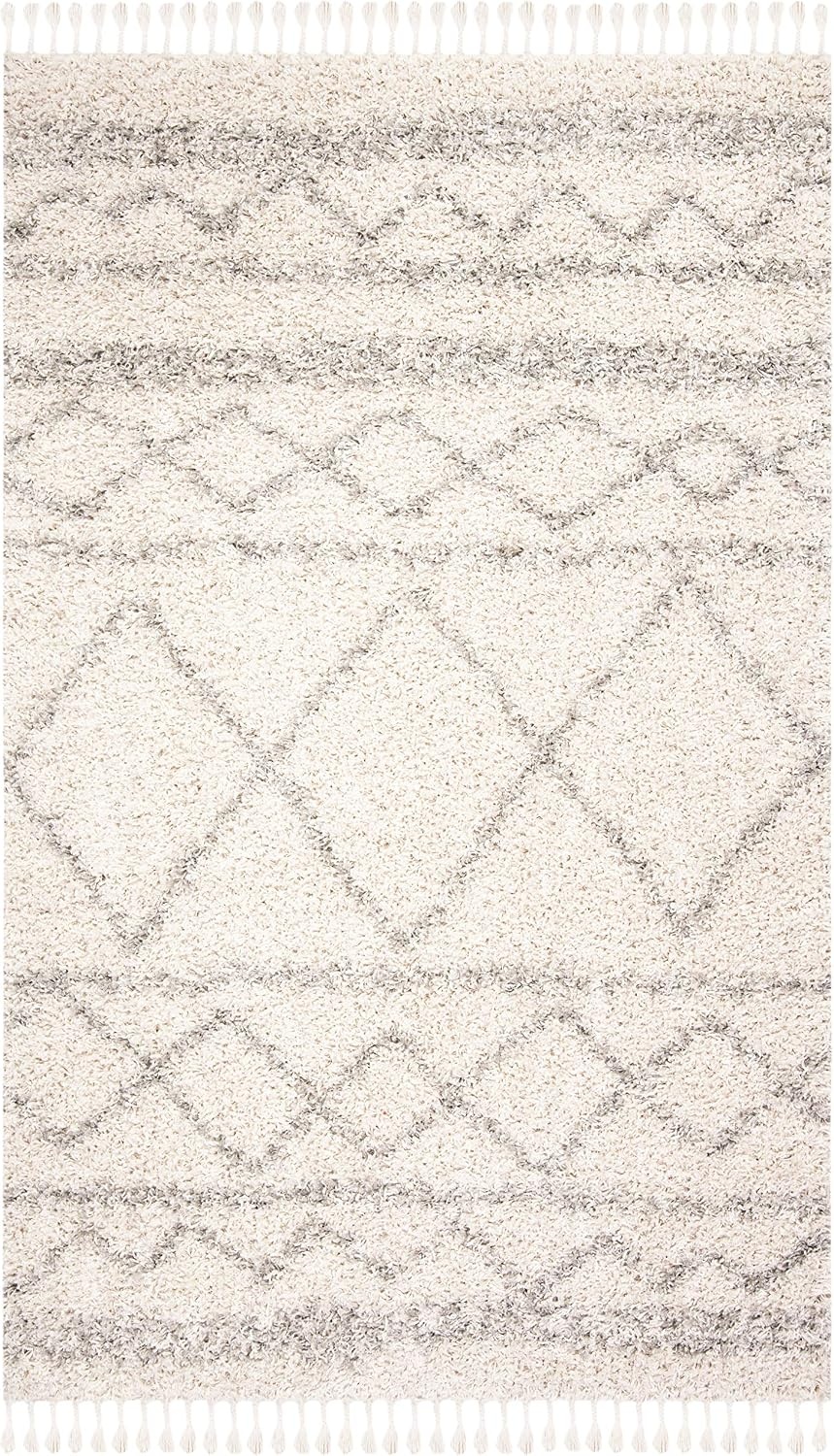 image:imageSAFAVIEH Area Rug 8x10 Pro Luxe Shag Collection Large Ivory amp Light Grey Tassel Design NonShedding amp Easy Cleaning Plush Thick Pile Ideal for Living Room Bedroom Dining Space PLX436AIvoryLight Grey