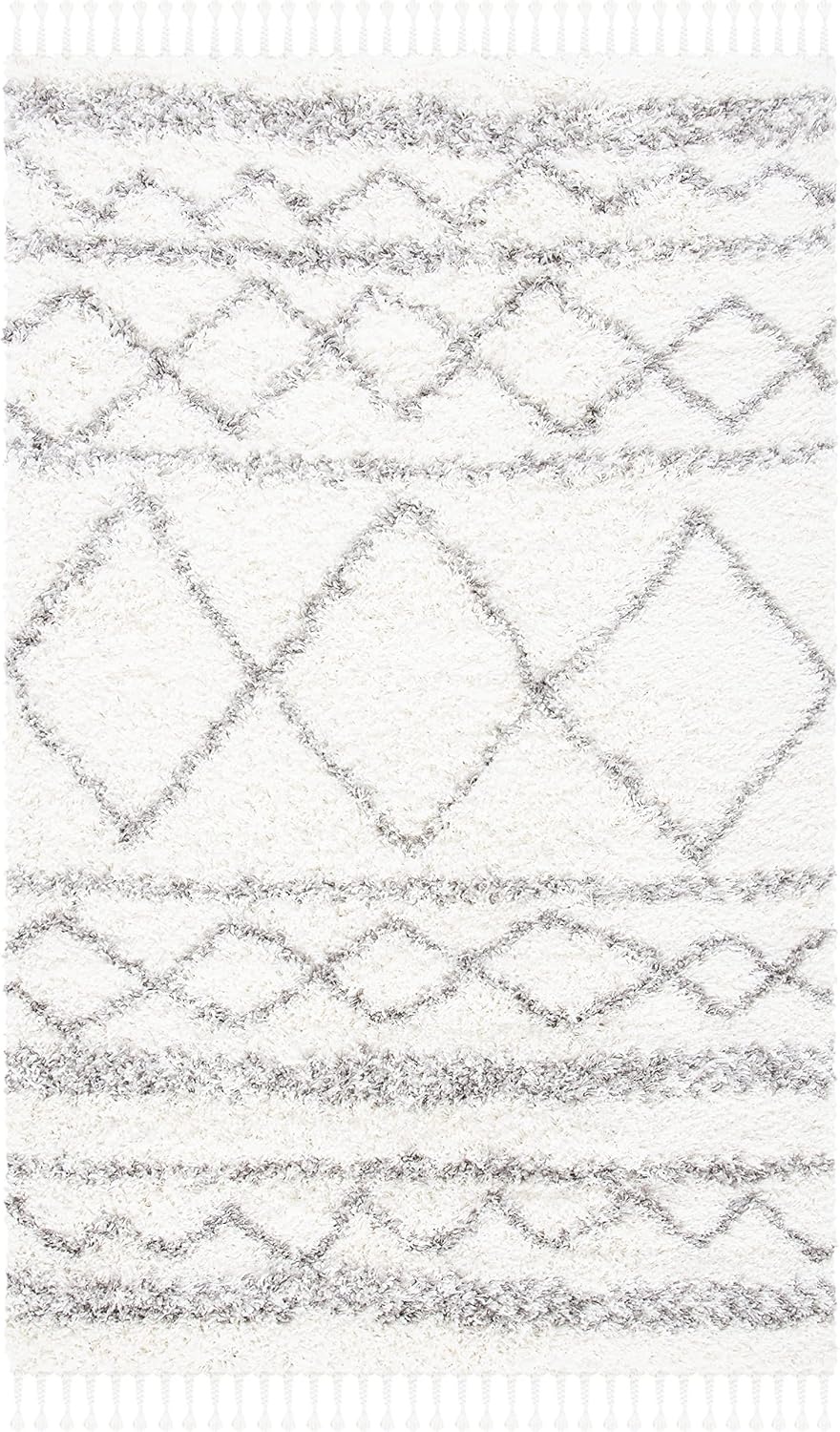 image:imageSAFAVIEH Area Rug 8x10 Pro Luxe Shag Collection Large Ivory amp Light Grey Tassel Design NonShedding amp Easy Cleaning Plush Thick Pile Ideal for Living Room Bedroom Dining Space PLX436AIvoryGrey
