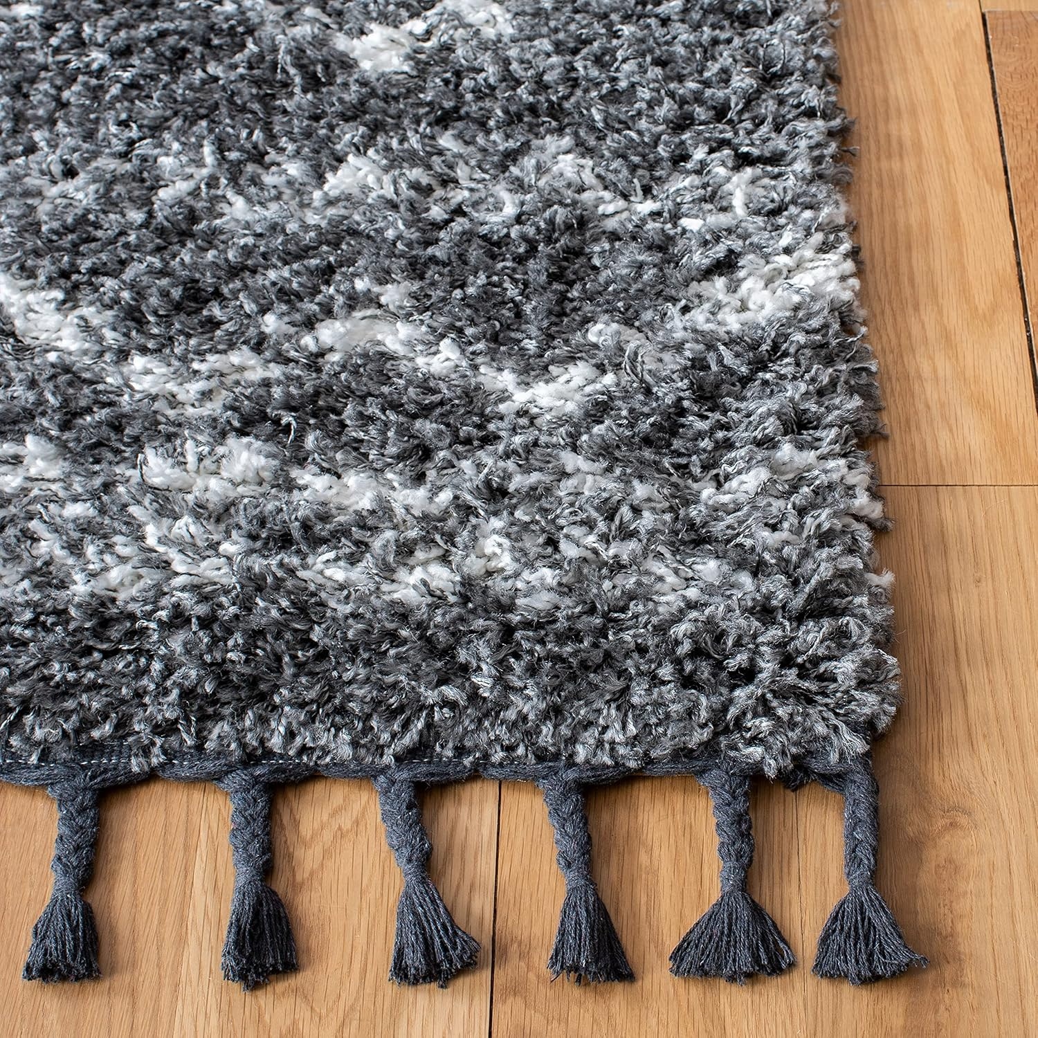 image:imageSAFAVIEH Area Rug 8x10 Pro Luxe Shag Collection Large Ivory amp Light Grey Tassel Design NonShedding amp Easy Cleaning Plush Thick Pile Ideal for Living Room Bedroom Dining Space PLX436ADark GreyIvory