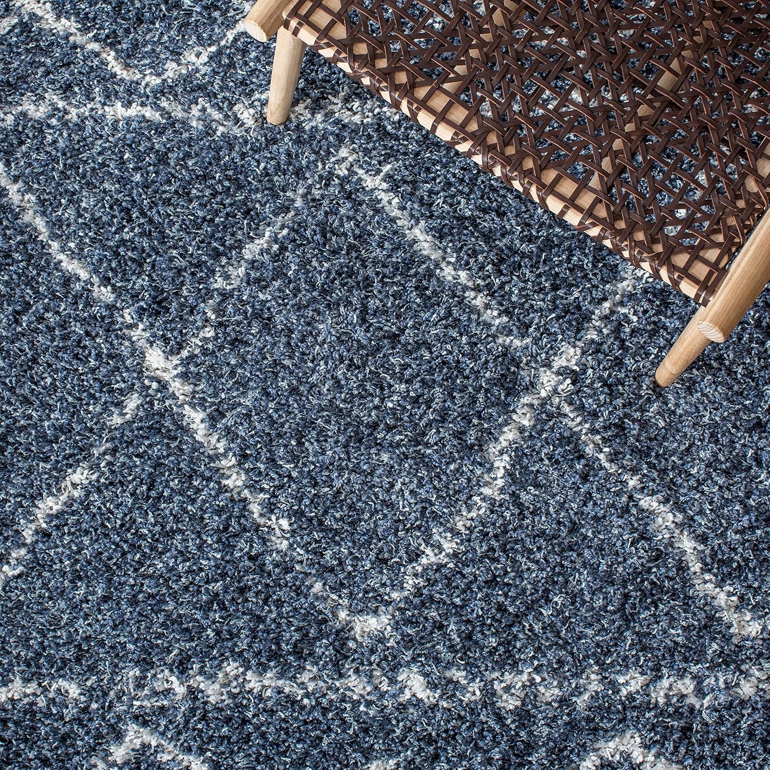 image:imageSAFAVIEH Area Rug 8x10 Pro Luxe Shag Collection Large Ivory amp Light Grey Tassel Design NonShedding amp Easy Cleaning Plush Thick Pile Ideal for Living Room Bedroom Dining Space PLX436ABlueIvory