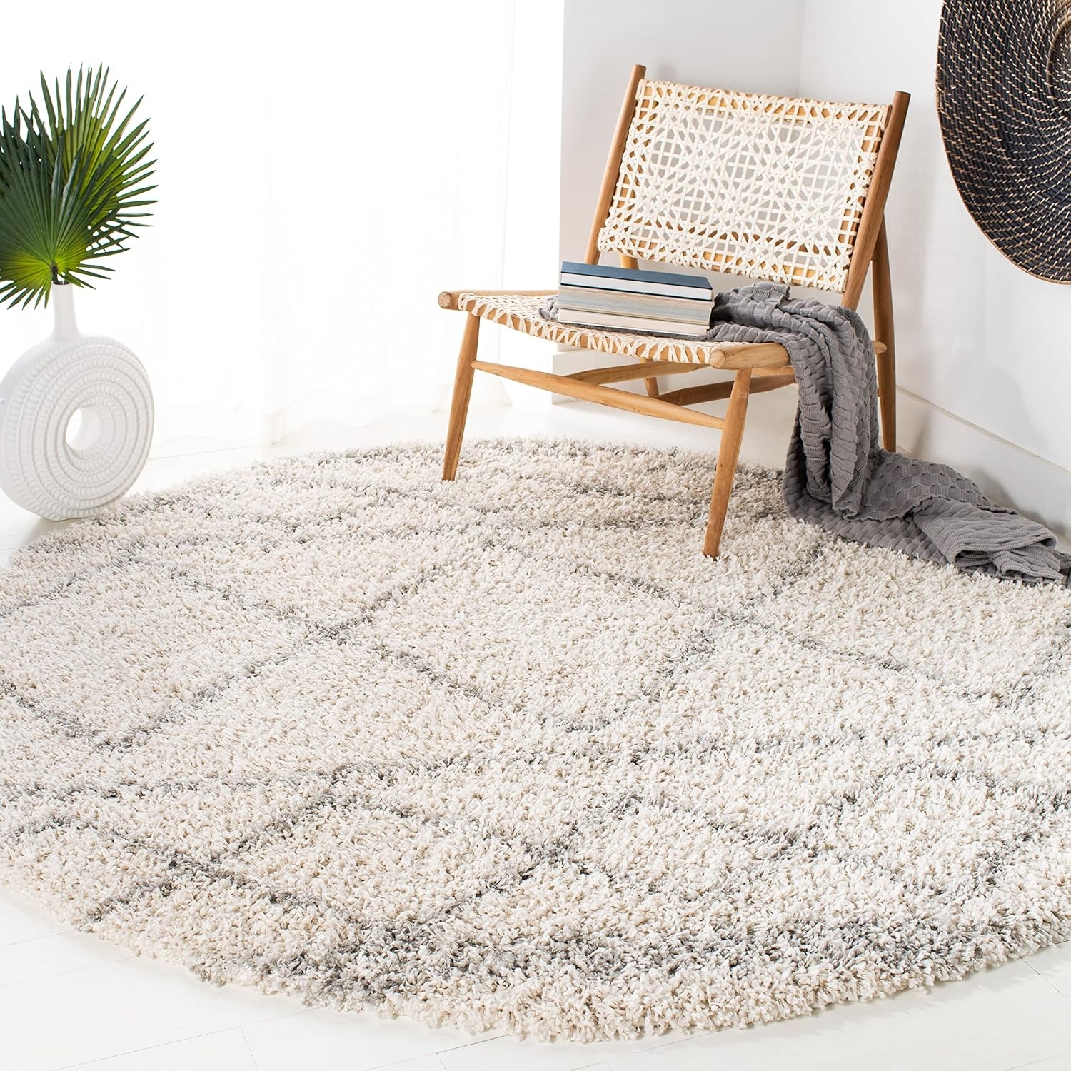 image:imageSAFAVIEH Area Rug 8x10 Pro Luxe Shag Collection Large Ivory amp Light Grey Tassel Design NonShedding amp Easy Cleaning Plush Thick Pile Ideal for Living Room Bedroom Dining Space PLX436AIvoryLight Grey