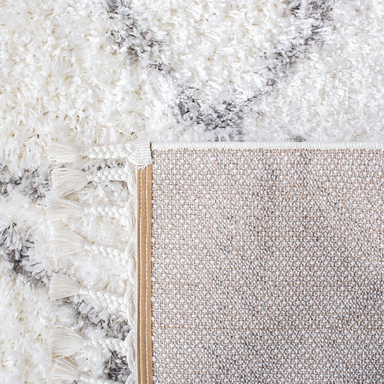 image:imageSAFAVIEH Area Rug 8x10 Pro Luxe Shag Collection Large Ivory amp Light Grey Tassel Design NonShedding amp Easy Cleaning Plush Thick Pile Ideal for Living Room Bedroom Dining Space PLX436AIvoryGrey