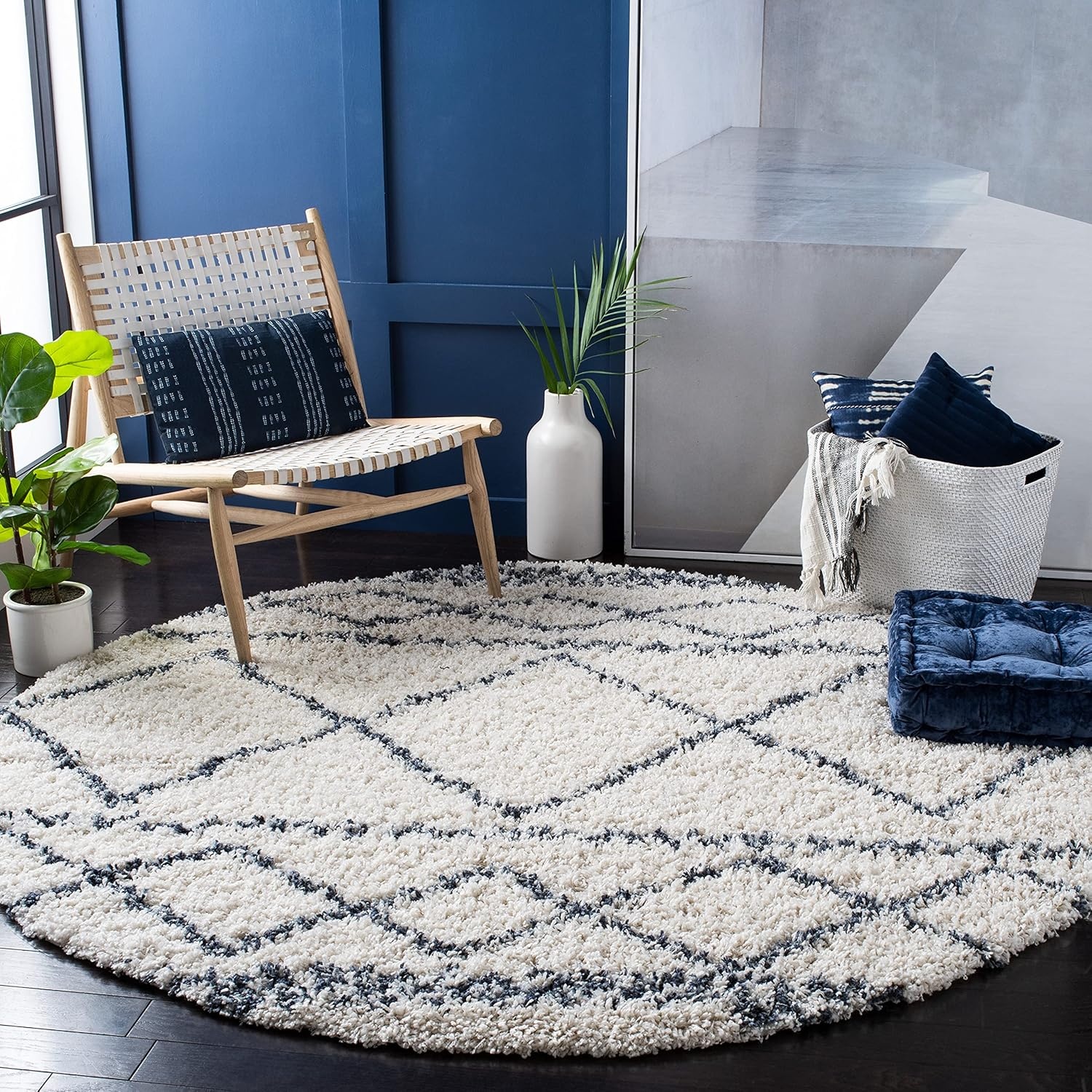 image:imageSAFAVIEH Area Rug 8x10 Pro Luxe Shag Collection Large Ivory amp Light Grey Tassel Design NonShedding amp Easy Cleaning Plush Thick Pile Ideal for Living Room Bedroom Dining Space PLX436AIvoryBlue