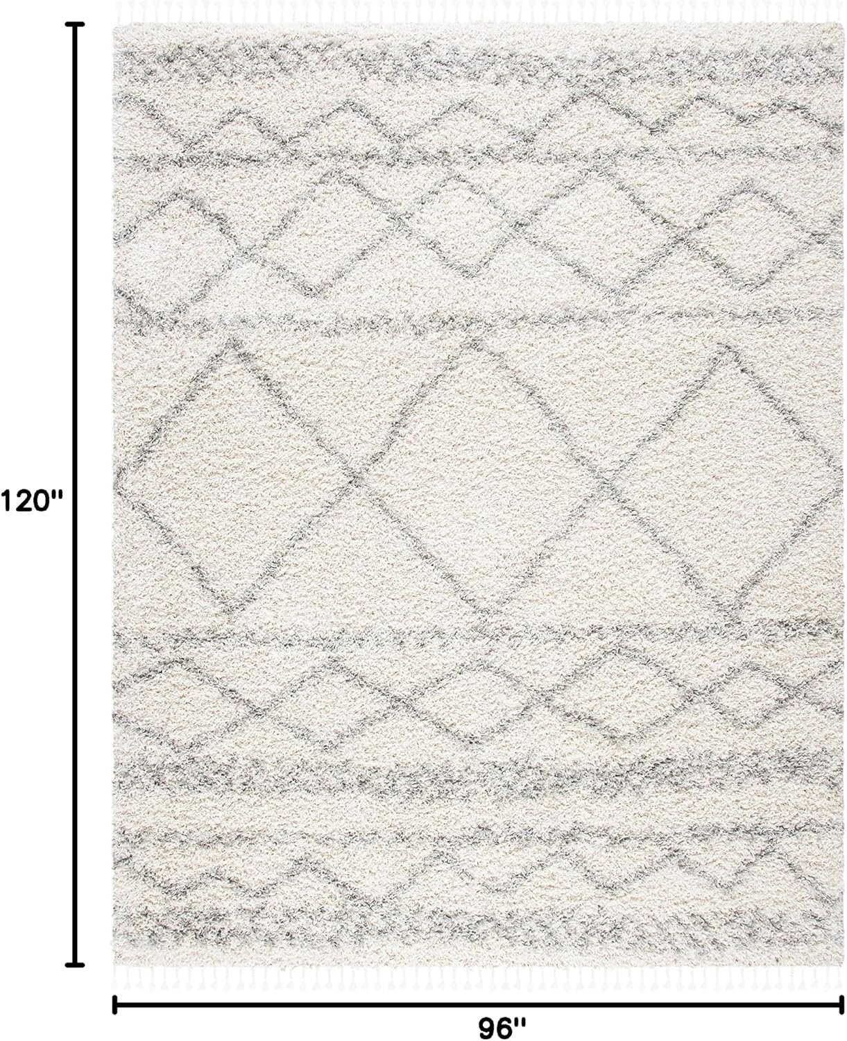 image:imageSAFAVIEH Area Rug 8x10 Pro Luxe Shag Collection Large Ivory amp Light Grey Tassel Design NonShedding amp Easy Cleaning Plush Thick Pile Ideal for Living Room Bedroom Dining Space PLX436AIvoryLight Grey