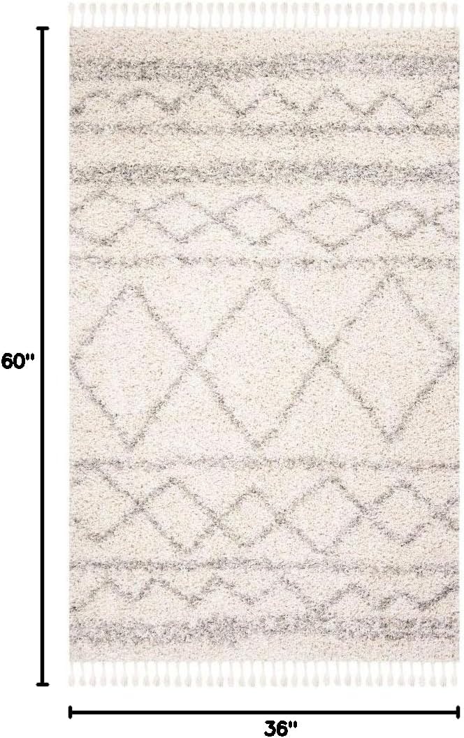 image:imageSAFAVIEH Area Rug 8x10 Pro Luxe Shag Collection Large Ivory amp Light Grey Tassel Design NonShedding amp Easy Cleaning Plush Thick Pile Ideal for Living Room Bedroom Dining Space PLX436AIvoryLight Grey