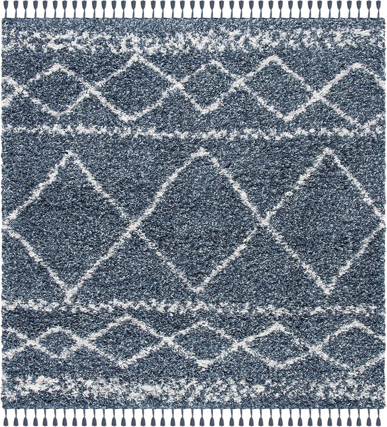 image:imageSAFAVIEH Area Rug 8x10 Pro Luxe Shag Collection Large Ivory amp Light Grey Tassel Design NonShedding amp Easy Cleaning Plush Thick Pile Ideal for Living Room Bedroom Dining Space PLX436ABlueIvory