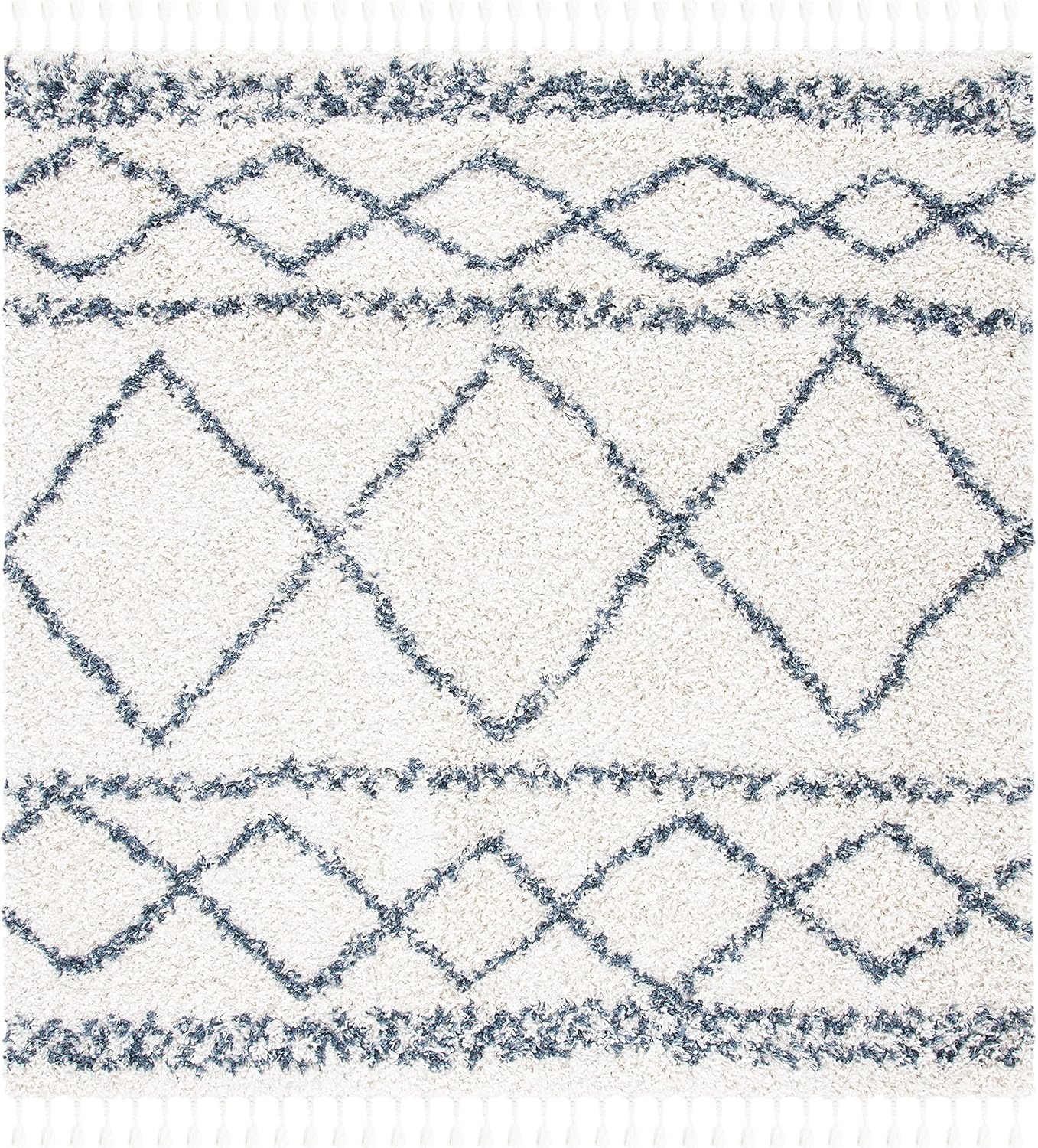 image:imageSAFAVIEH Area Rug 8x10 Pro Luxe Shag Collection Large Ivory amp Light Grey Tassel Design NonShedding amp Easy Cleaning Plush Thick Pile Ideal for Living Room Bedroom Dining Space PLX436AIvoryBlue