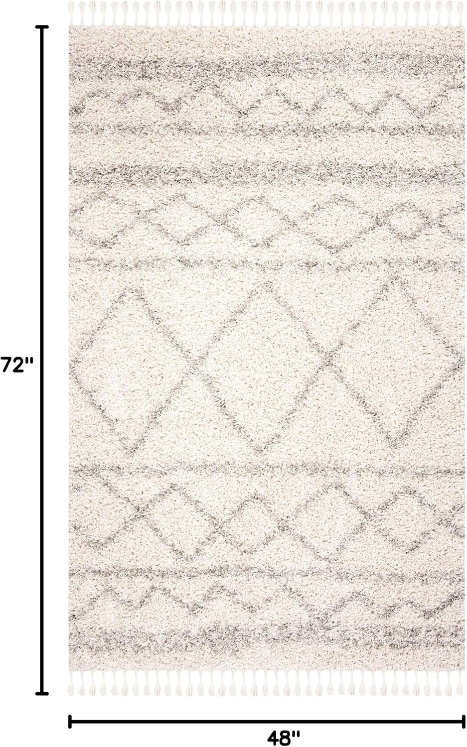 image:imageSAFAVIEH Area Rug 8x10 Pro Luxe Shag Collection Large Ivory amp Light Grey Tassel Design NonShedding amp Easy Cleaning Plush Thick Pile Ideal for Living Room Bedroom Dining Space PLX436AIvoryLight Grey