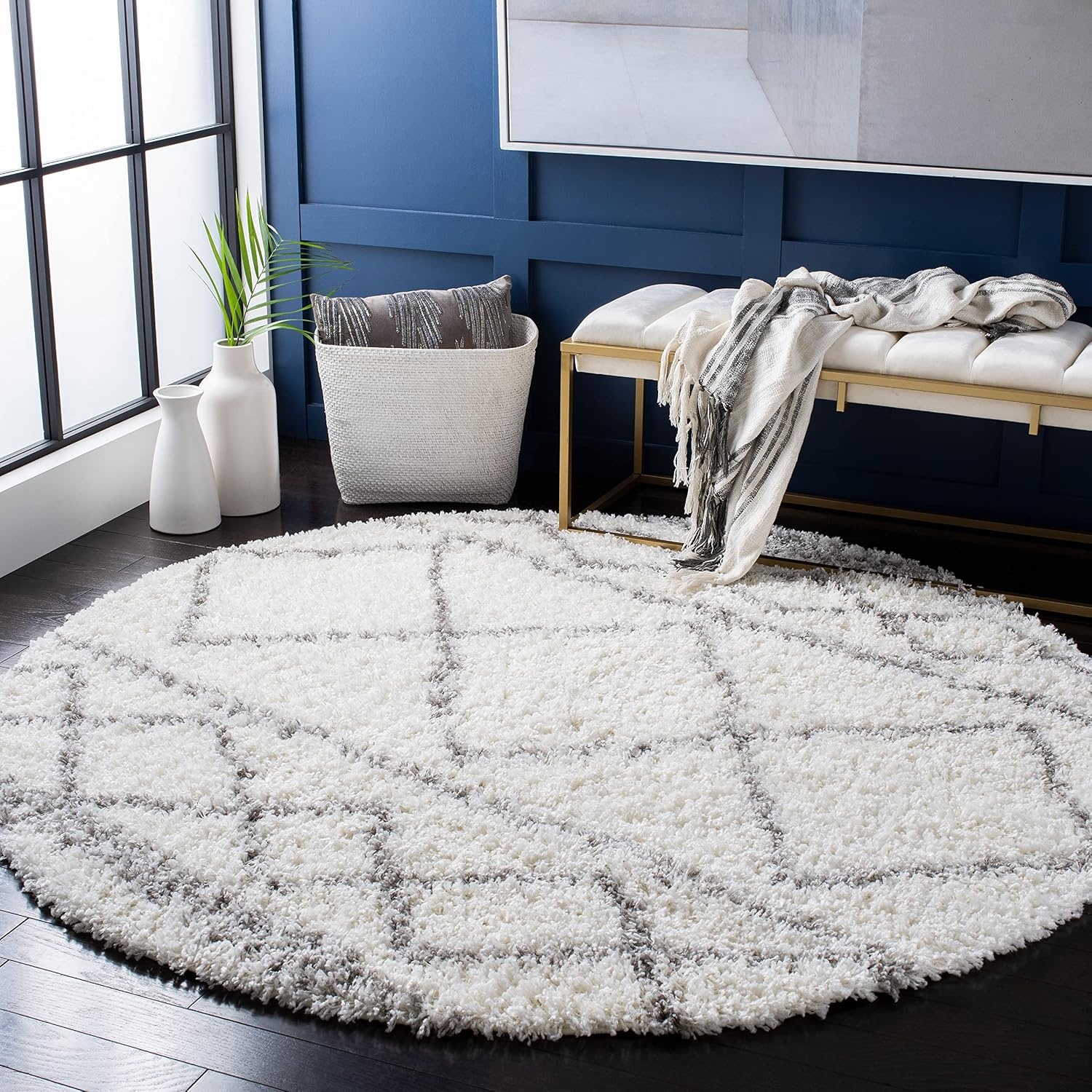 image:imageSAFAVIEH Area Rug 8x10 Pro Luxe Shag Collection Large Ivory amp Light Grey Tassel Design NonShedding amp Easy Cleaning Plush Thick Pile Ideal for Living Room Bedroom Dining Space PLX436AIvoryGrey