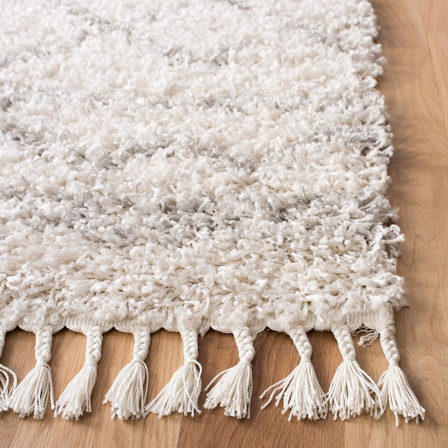 image:imageSAFAVIEH Area Rug 8x10 Pro Luxe Shag Collection Large Ivory amp Light Grey Tassel Design NonShedding amp Easy Cleaning Plush Thick Pile Ideal for Living Room Bedroom Dining Space PLX436AIvoryLight Grey