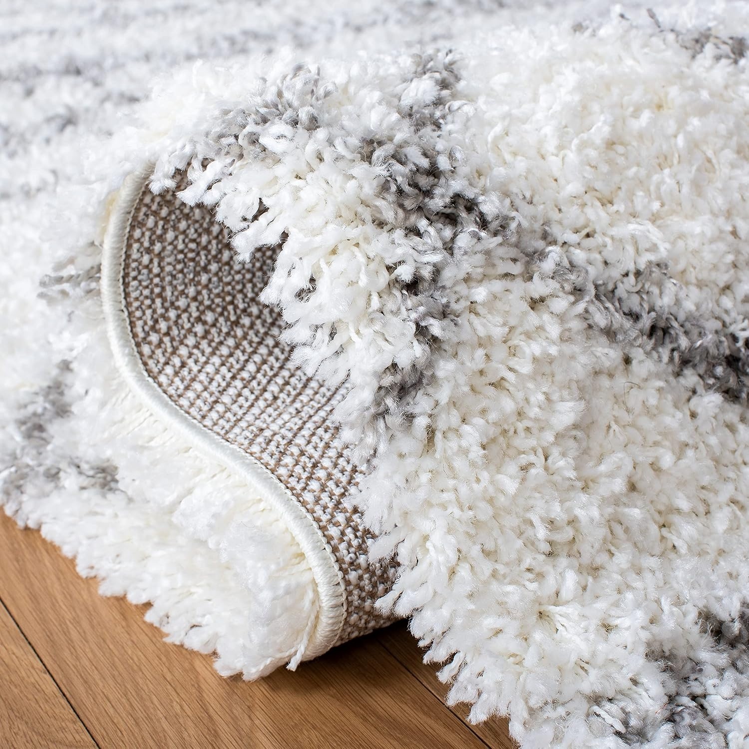 image:imageSAFAVIEH Area Rug 8x10 Pro Luxe Shag Collection Large Ivory amp Light Grey Tassel Design NonShedding amp Easy Cleaning Plush Thick Pile Ideal for Living Room Bedroom Dining Space PLX436AIvoryGrey