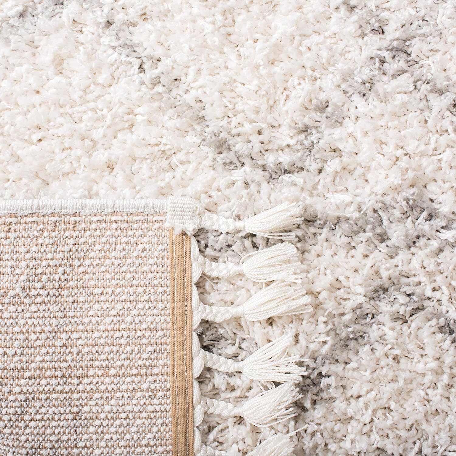 image:imageSAFAVIEH Area Rug 8x10 Pro Luxe Shag Collection Large Ivory amp Light Grey Tassel Design NonShedding amp Easy Cleaning Plush Thick Pile Ideal for Living Room Bedroom Dining Space PLX436AIvoryLight Grey