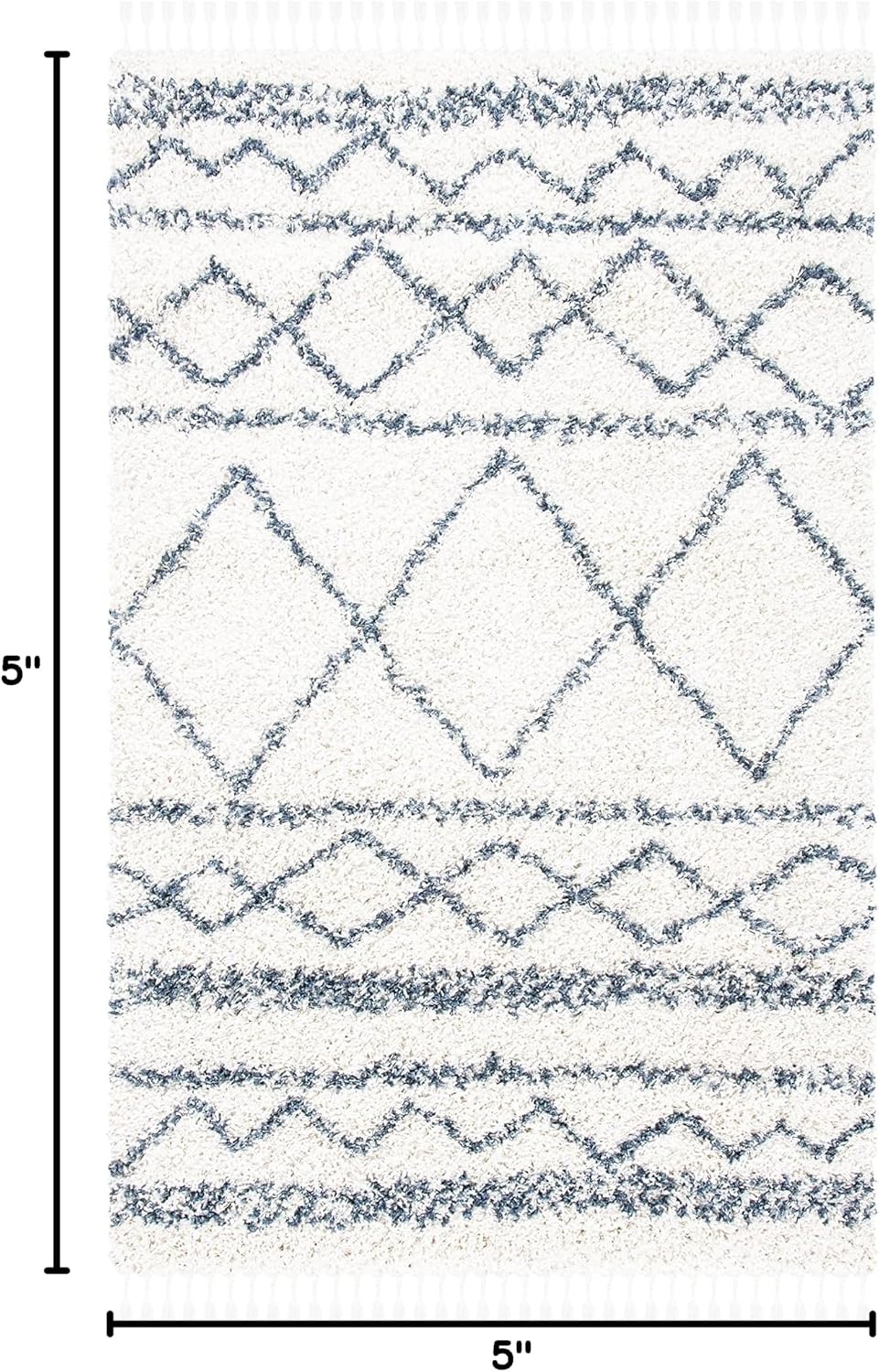 image:imageSAFAVIEH Area Rug 8x10 Pro Luxe Shag Collection Large Ivory amp Light Grey Tassel Design NonShedding amp Easy Cleaning Plush Thick Pile Ideal for Living Room Bedroom Dining Space PLX436AIvoryBlue