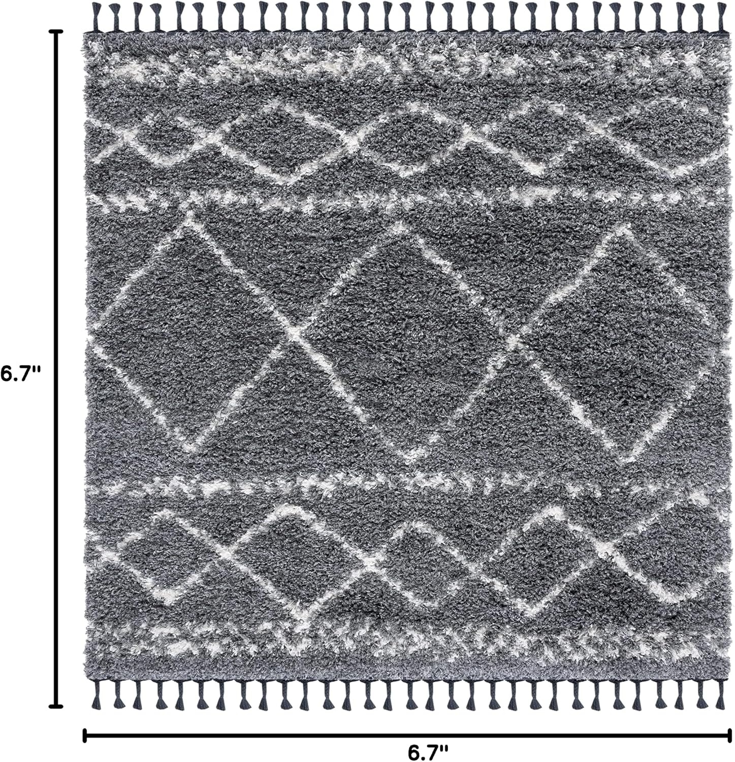 image:imageSAFAVIEH Area Rug 8x10 Pro Luxe Shag Collection Large Ivory amp Light Grey Tassel Design NonShedding amp Easy Cleaning Plush Thick Pile Ideal for Living Room Bedroom Dining Space PLX436ADark GreyIvory