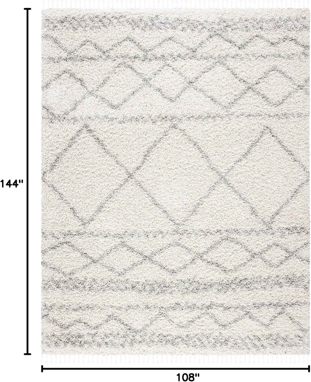 image:imageSAFAVIEH Area Rug 8x10 Pro Luxe Shag Collection Large Ivory amp Light Grey Tassel Design NonShedding amp Easy Cleaning Plush Thick Pile Ideal for Living Room Bedroom Dining Space PLX436AIvoryLight Grey
