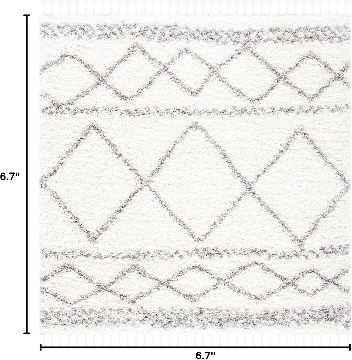 image:imageSAFAVIEH Area Rug 8x10 Pro Luxe Shag Collection Large Ivory amp Light Grey Tassel Design NonShedding amp Easy Cleaning Plush Thick Pile Ideal for Living Room Bedroom Dining Space PLX436AIvoryGrey