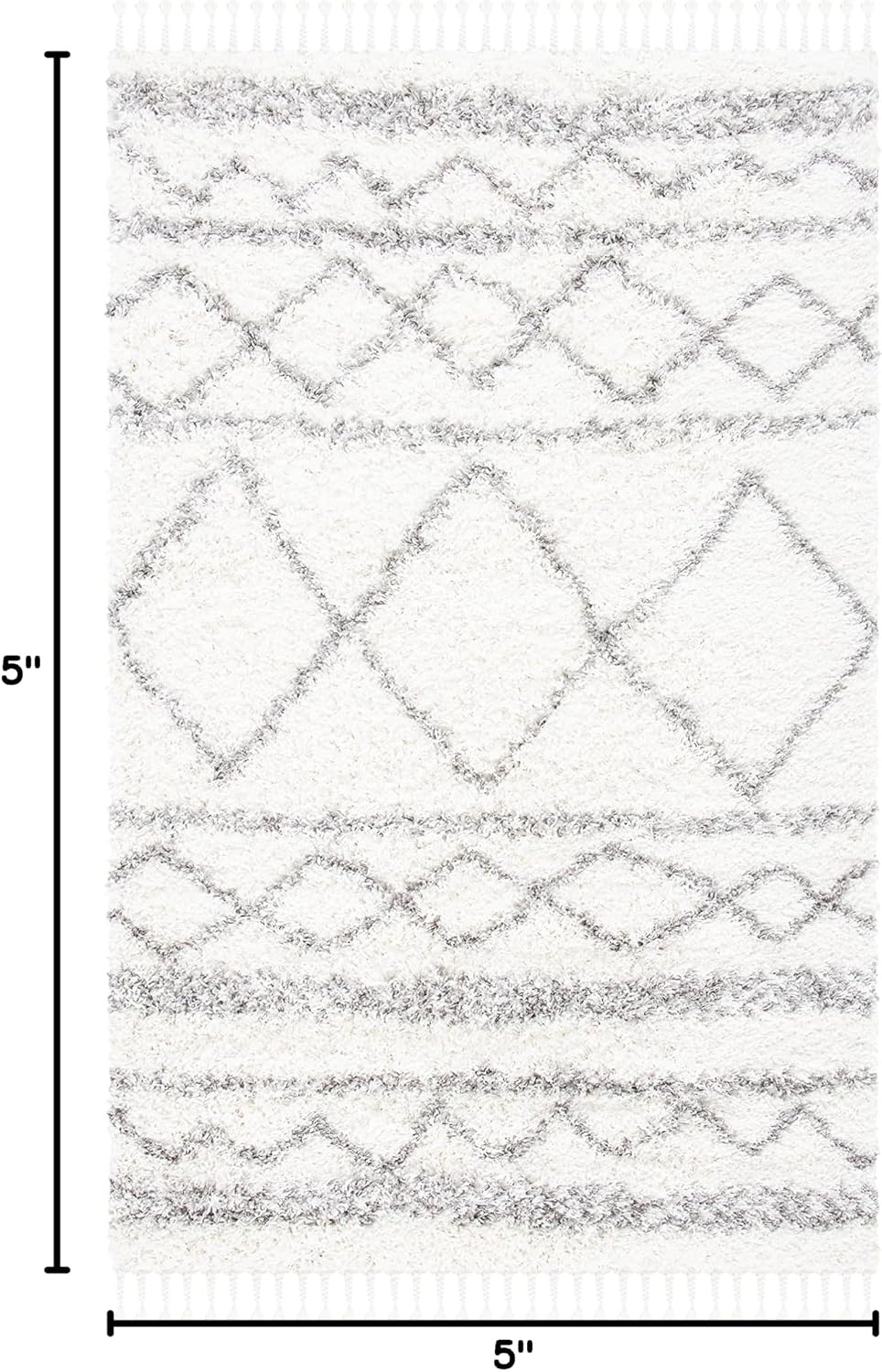 image:imageSAFAVIEH Area Rug 8x10 Pro Luxe Shag Collection Large Ivory amp Light Grey Tassel Design NonShedding amp Easy Cleaning Plush Thick Pile Ideal for Living Room Bedroom Dining Space PLX436AIvoryGrey