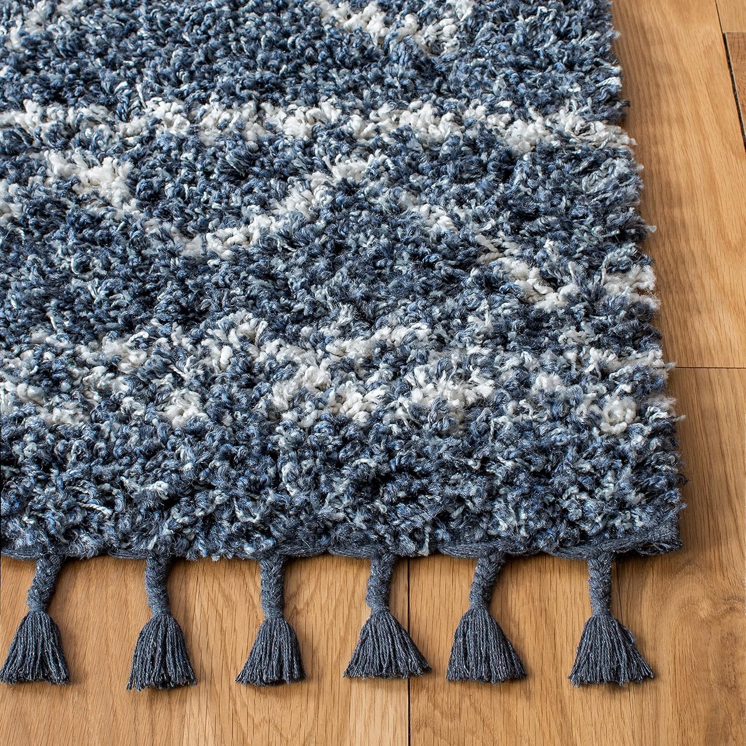 image:imageSAFAVIEH Area Rug 8x10 Pro Luxe Shag Collection Large Ivory amp Light Grey Tassel Design NonShedding amp Easy Cleaning Plush Thick Pile Ideal for Living Room Bedroom Dining Space PLX436ABlueIvory