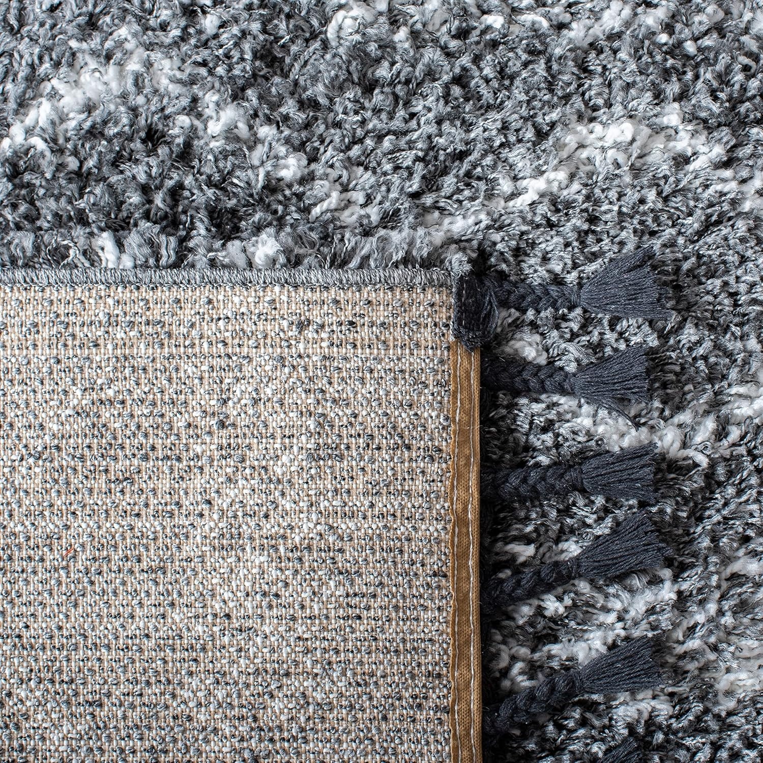 image:imageSAFAVIEH Area Rug 8x10 Pro Luxe Shag Collection Large Ivory amp Light Grey Tassel Design NonShedding amp Easy Cleaning Plush Thick Pile Ideal for Living Room Bedroom Dining Space PLX436ADark GreyIvory