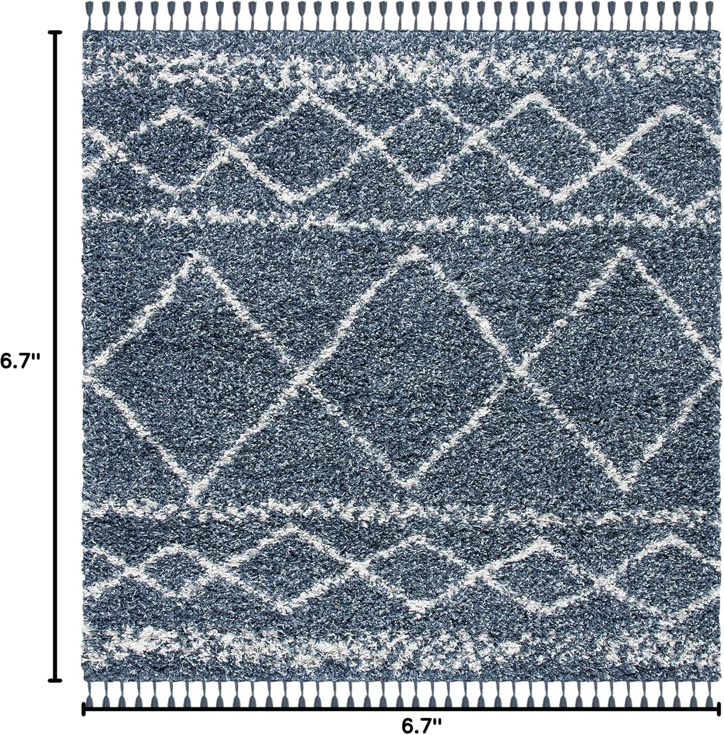 image:imageSAFAVIEH Area Rug 8x10 Pro Luxe Shag Collection Large Ivory amp Light Grey Tassel Design NonShedding amp Easy Cleaning Plush Thick Pile Ideal for Living Room Bedroom Dining Space PLX436ABlueIvory