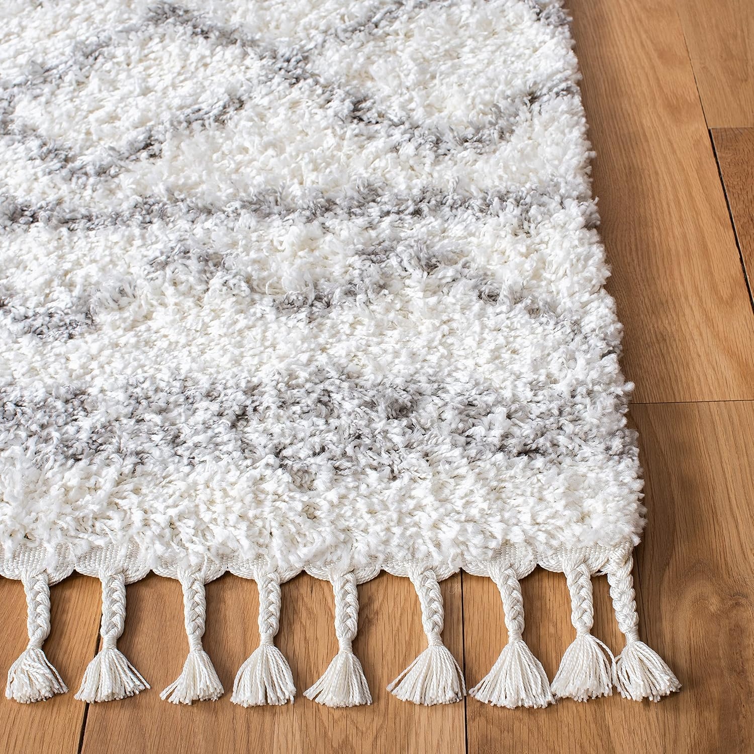 image:imageSAFAVIEH Area Rug 8x10 Pro Luxe Shag Collection Large Ivory amp Light Grey Tassel Design NonShedding amp Easy Cleaning Plush Thick Pile Ideal for Living Room Bedroom Dining Space PLX436AIvoryGrey