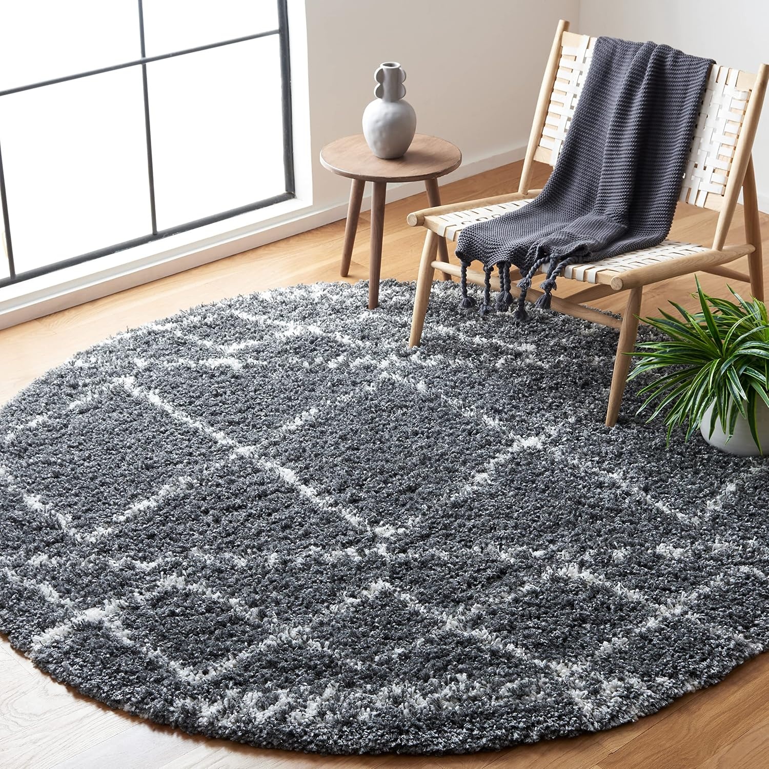 image:imageSAFAVIEH Area Rug 8x10 Pro Luxe Shag Collection Large Ivory amp Light Grey Tassel Design NonShedding amp Easy Cleaning Plush Thick Pile Ideal for Living Room Bedroom Dining Space PLX436ADark GreyIvory