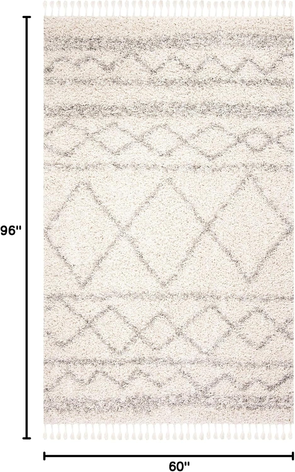 image:imageSAFAVIEH Area Rug 8x10 Pro Luxe Shag Collection Large Ivory amp Light Grey Tassel Design NonShedding amp Easy Cleaning Plush Thick Pile Ideal for Living Room Bedroom Dining Space PLX436AIvoryLight Grey