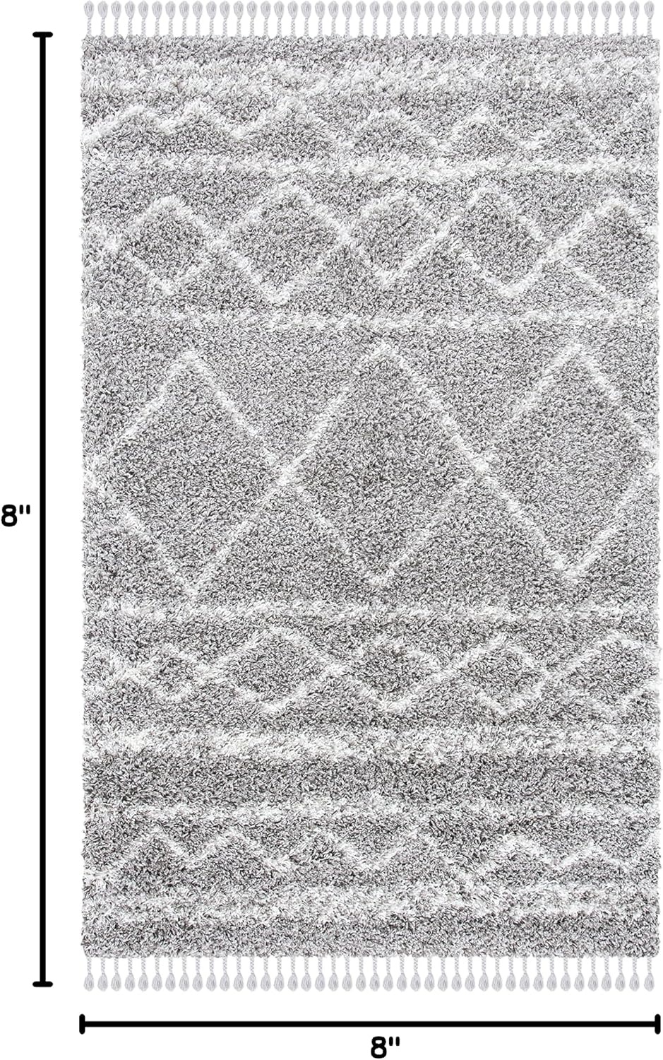 image:imageSAFAVIEH Area Rug 8x10 Pro Luxe Shag Collection Large Ivory amp Light Grey Tassel Design NonShedding amp Easy Cleaning Plush Thick Pile Ideal for Living Room Bedroom Dining Space PLX436AGreyIvory