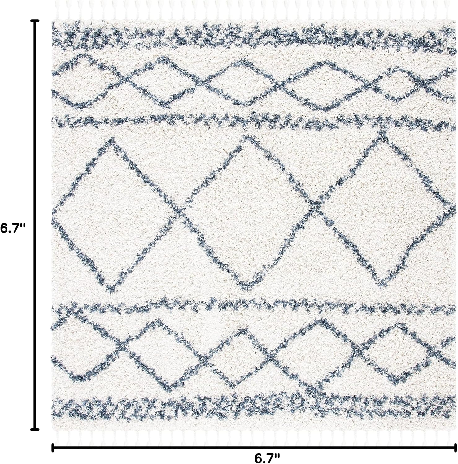 image:imageSAFAVIEH Area Rug 8x10 Pro Luxe Shag Collection Large Ivory amp Light Grey Tassel Design NonShedding amp Easy Cleaning Plush Thick Pile Ideal for Living Room Bedroom Dining Space PLX436AIvoryBlue