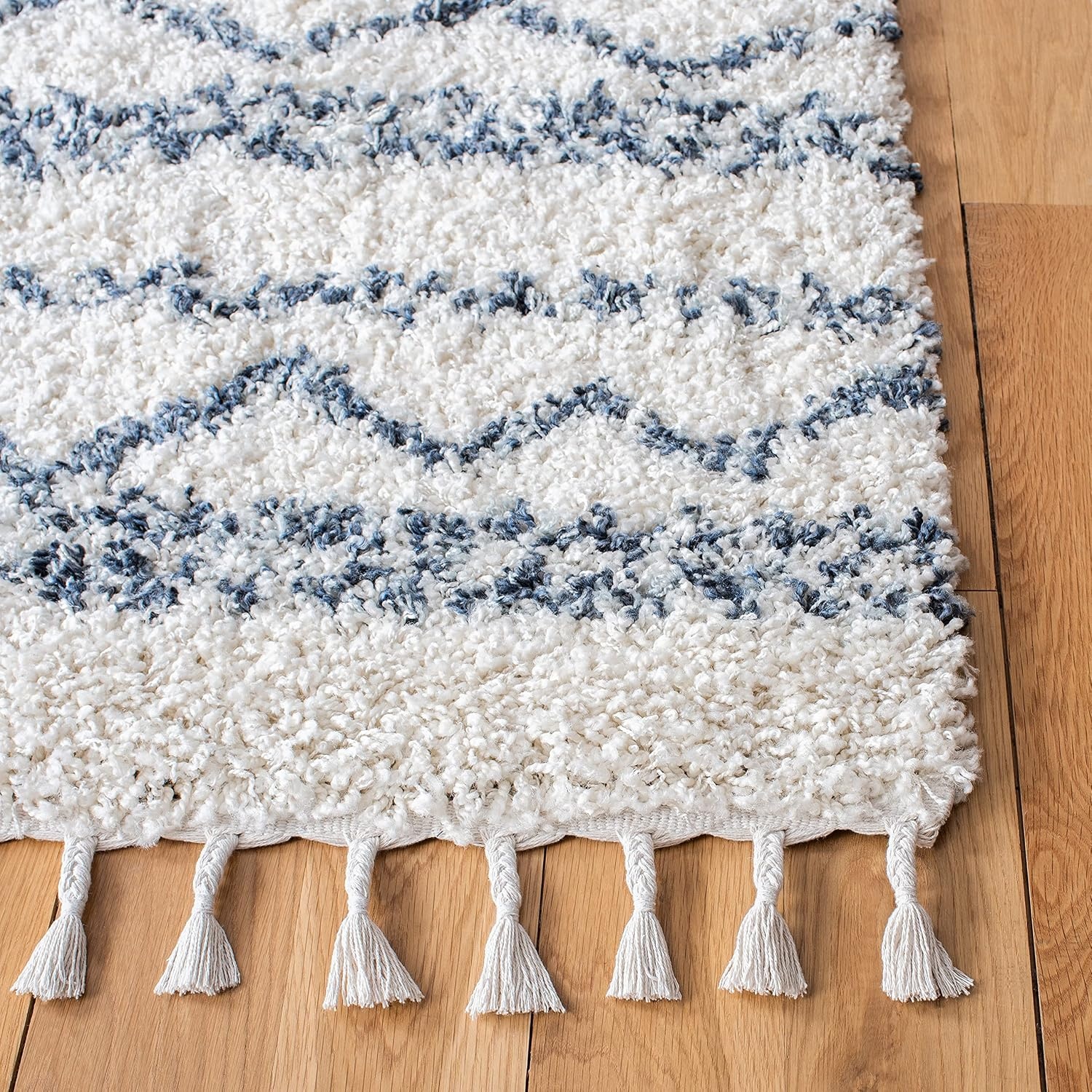 image:imageSAFAVIEH Area Rug 8x10 Pro Luxe Shag Collection Large Ivory amp Light Grey Tassel Design NonShedding amp Easy Cleaning Plush Thick Pile Ideal for Living Room Bedroom Dining Space PLX436AIvoryBlue