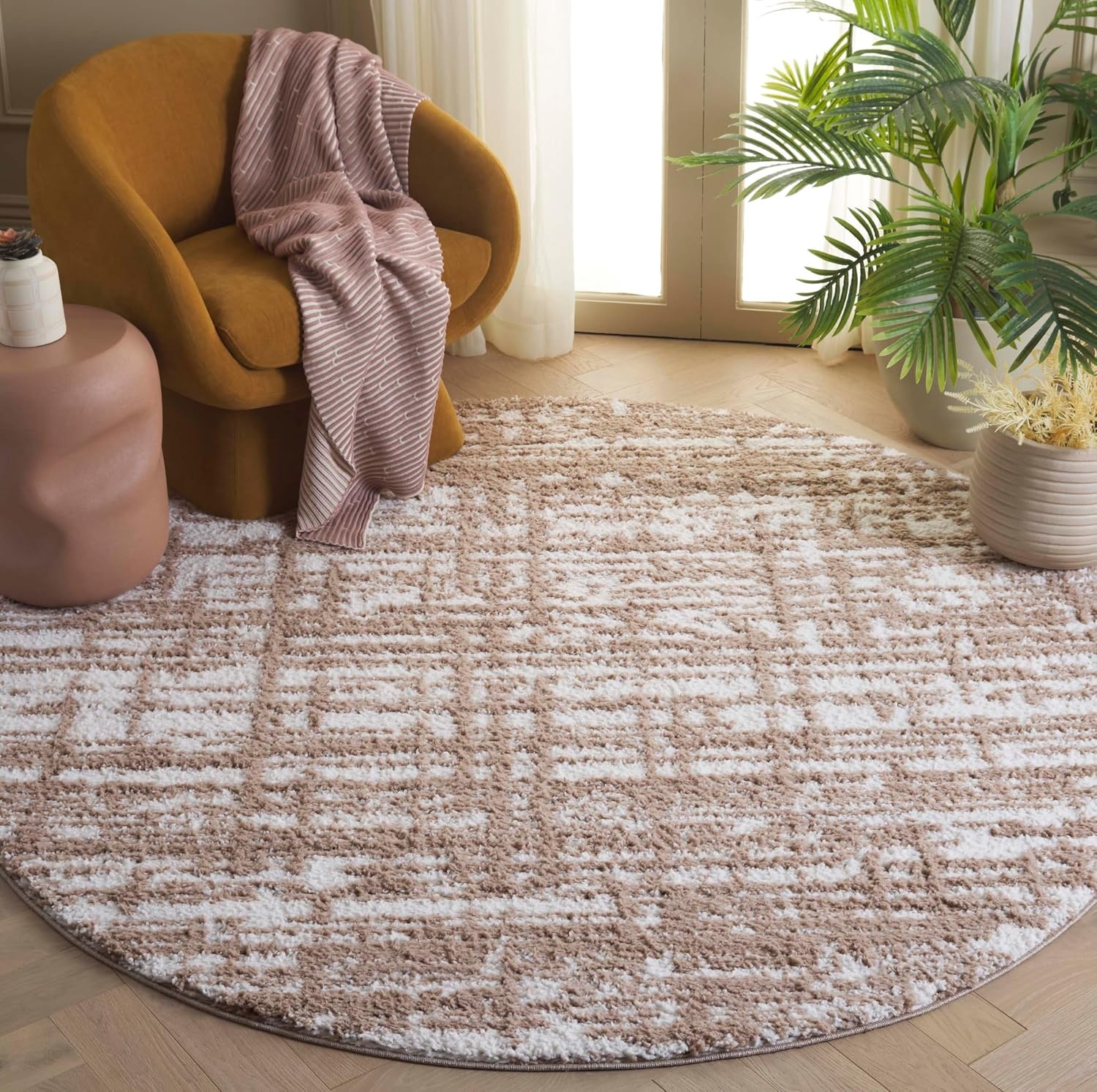 image:imageSAFAVIEH Area Rug 8x10 Rumi Shag Collection Large Beige amp Ivory NonShedding amp Easy Cleaning Ultra Plush Thick Pile Ideal for Living Room Bedroom Dining Space RMS132BBeigeIvory