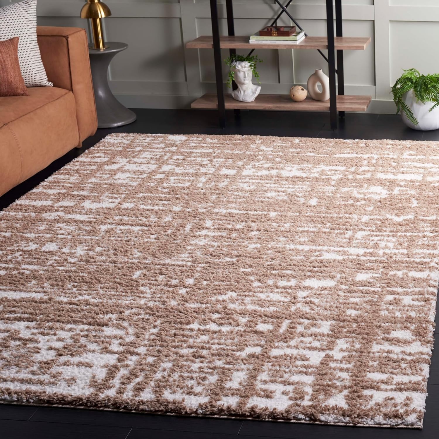 image:imageSAFAVIEH Area Rug 8x10 Rumi Shag Collection Large Beige amp Ivory NonShedding amp Easy Cleaning Ultra Plush Thick Pile Ideal for Living Room Bedroom Dining Space RMS132BBeigeIvory