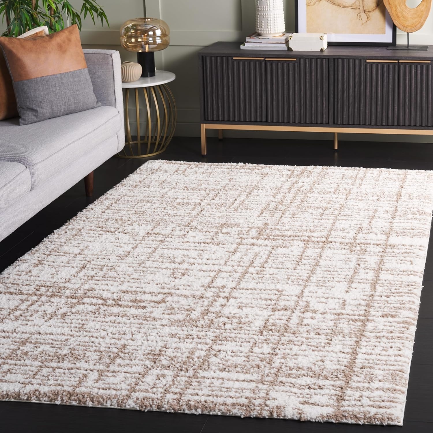 image:imageSAFAVIEH Area Rug 8x10 Rumi Shag Collection Large Beige amp Ivory NonShedding amp Easy Cleaning Ultra Plush Thick Pile Ideal for Living Room Bedroom Dining Space RMS132BBeigeIvory