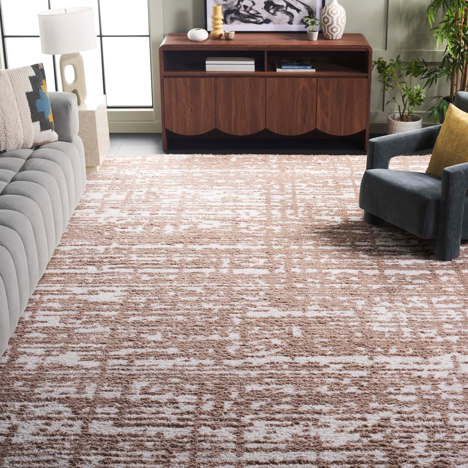image:imageSAFAVIEH Area Rug 8x10 Rumi Shag Collection Large Beige amp Ivory NonShedding amp Easy Cleaning Ultra Plush Thick Pile Ideal for Living Room Bedroom Dining Space RMS132BBeigeIvory