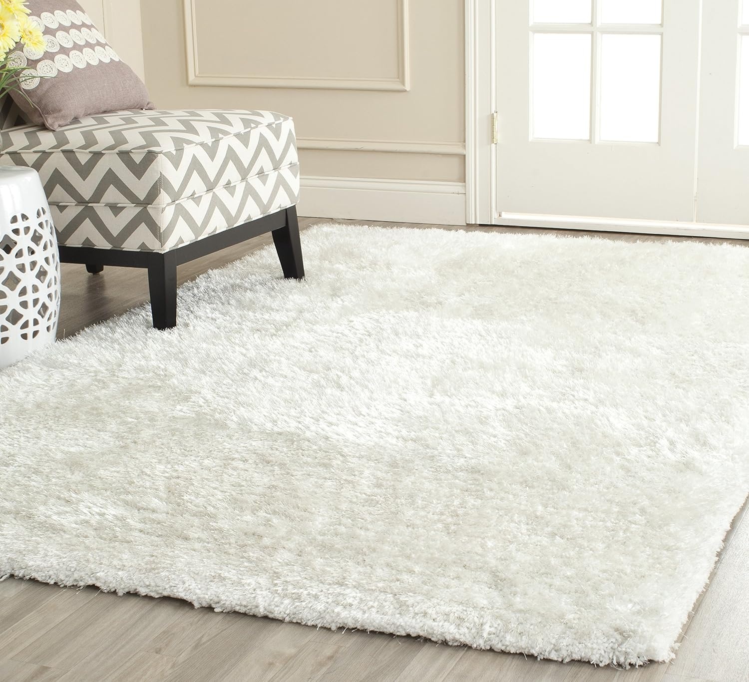 image:imageSAFAVIEH Area Rug 8x10 South Beach Shag Collection Large Snow White Handmade Ultra Plush Thick Pile Ideal for Living Room Bedroom Dining Space SBS562ASnow White