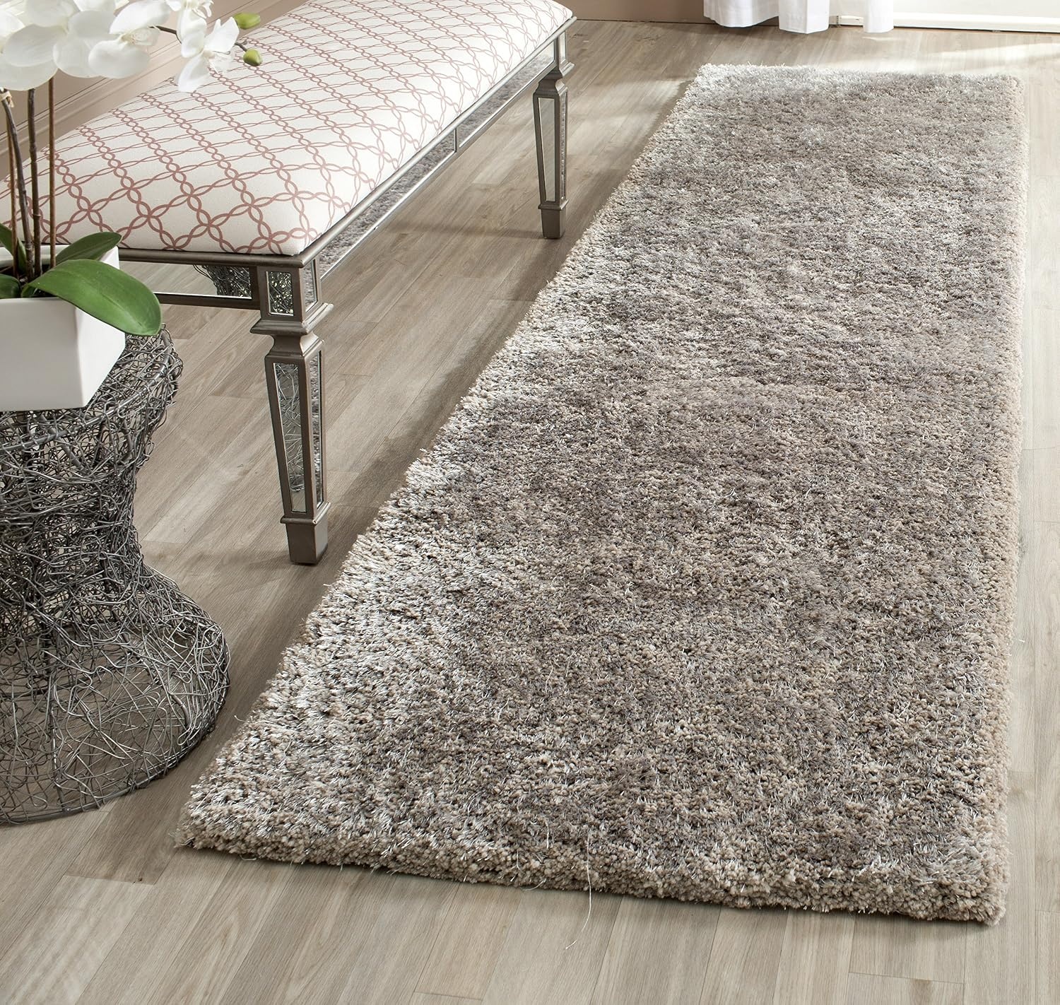 image:imageSAFAVIEH Area Rug 8x10 South Beach Shag Collection Large Snow White Handmade Ultra Plush Thick Pile Ideal for Living Room Bedroom Dining Space SBS562ASilver
