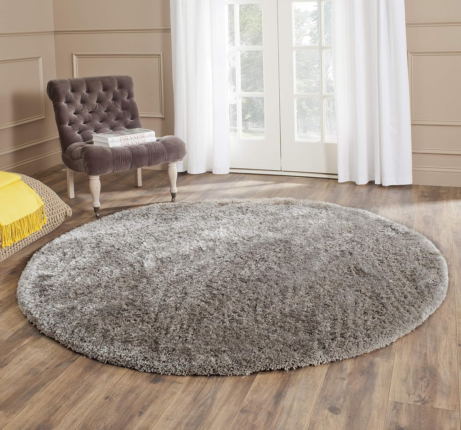 image:imageSAFAVIEH Area Rug 8x10 South Beach Shag Collection Large Snow White Handmade Ultra Plush Thick Pile Ideal for Living Room Bedroom Dining Space SBS562ASilver