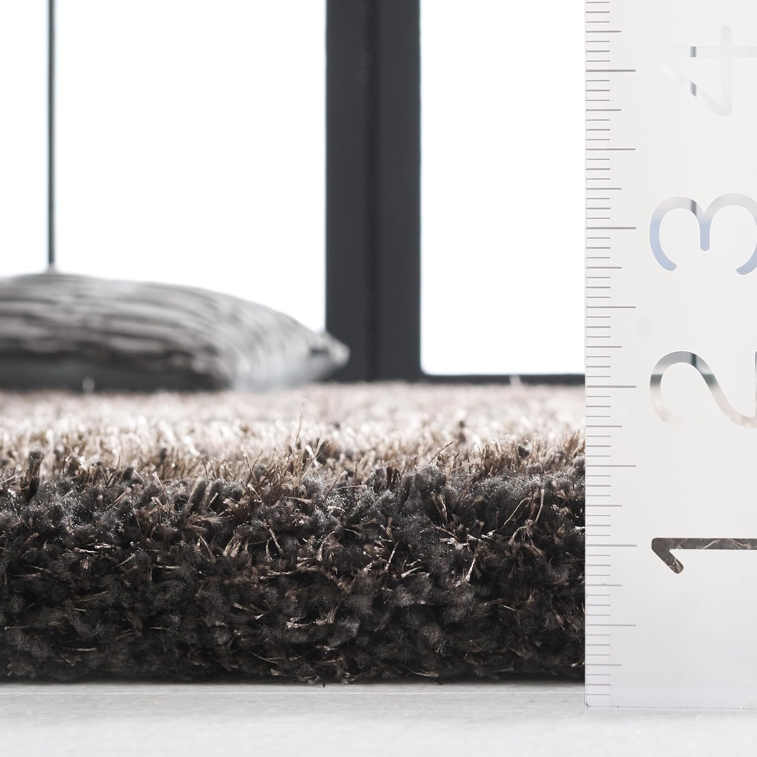 image:imageSAFAVIEH Area Rug 8x10 South Beach Shag Collection Large Snow White Handmade Ultra Plush Thick Pile Ideal for Living Room Bedroom Dining Space SBS562ACharcoal