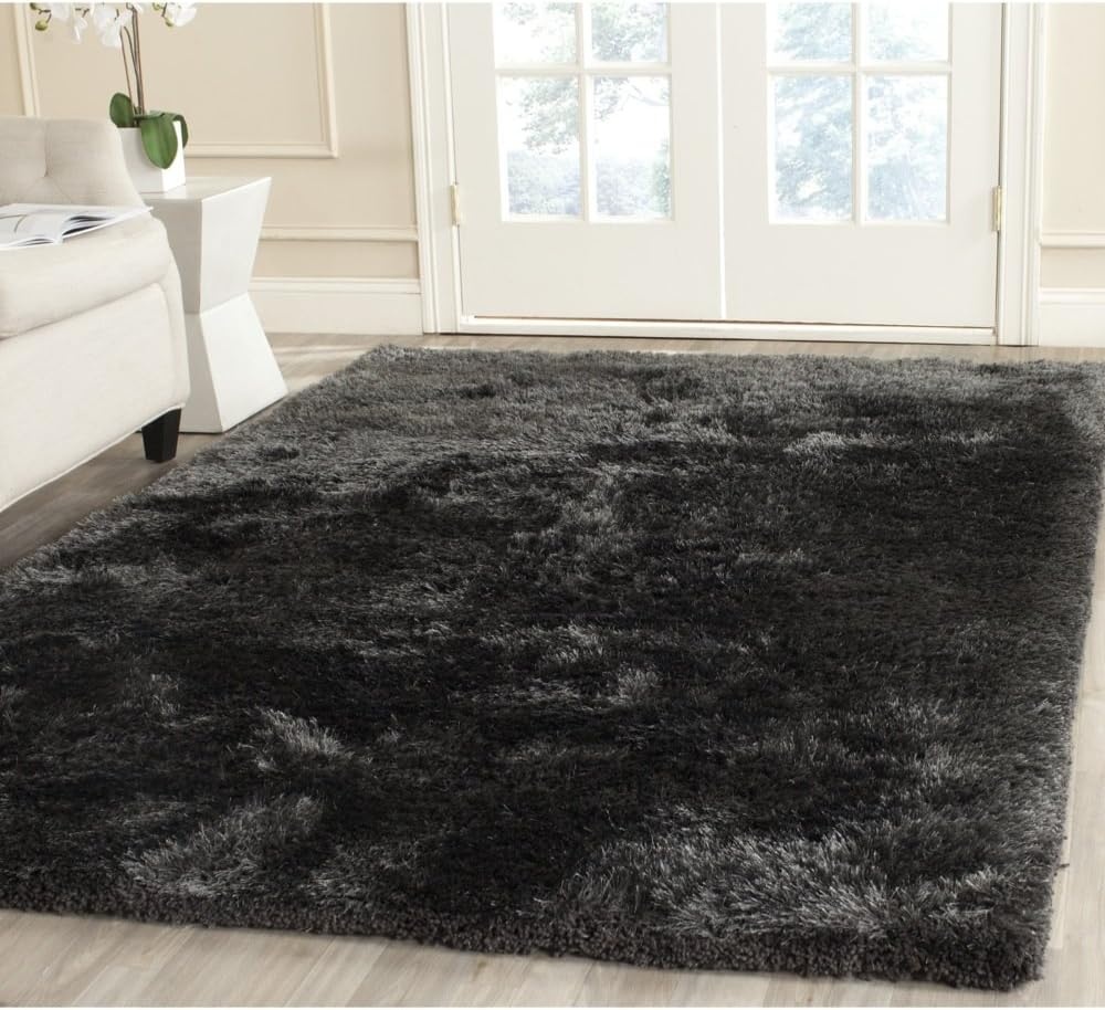 image:imageSAFAVIEH Area Rug 8x10 South Beach Shag Collection Large Snow White Handmade Ultra Plush Thick Pile Ideal for Living Room Bedroom Dining Space SBS562ACharcoal
